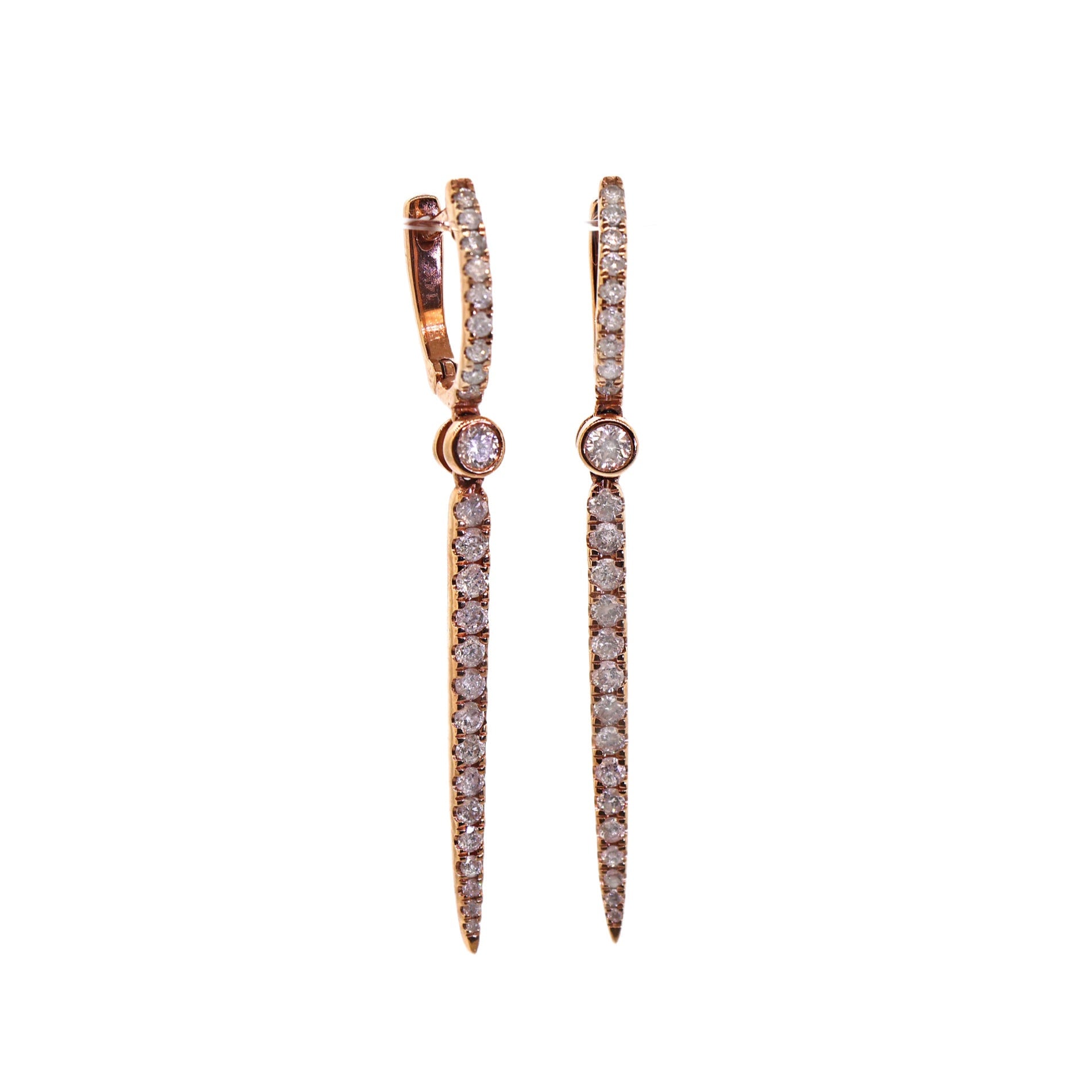 Rose Gold Diamond Spike Huggie Earrings
