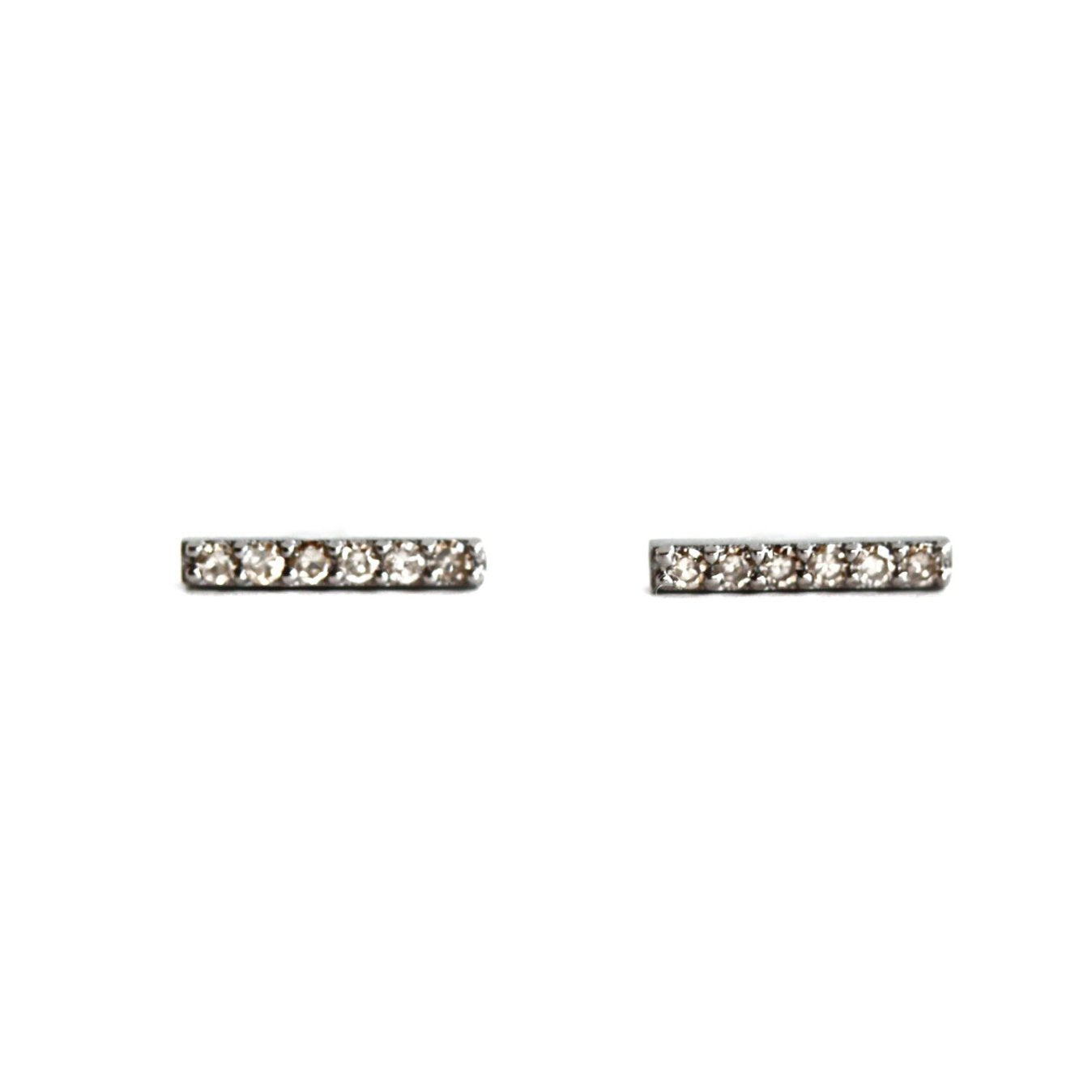 Silver Diamond Bar Studs