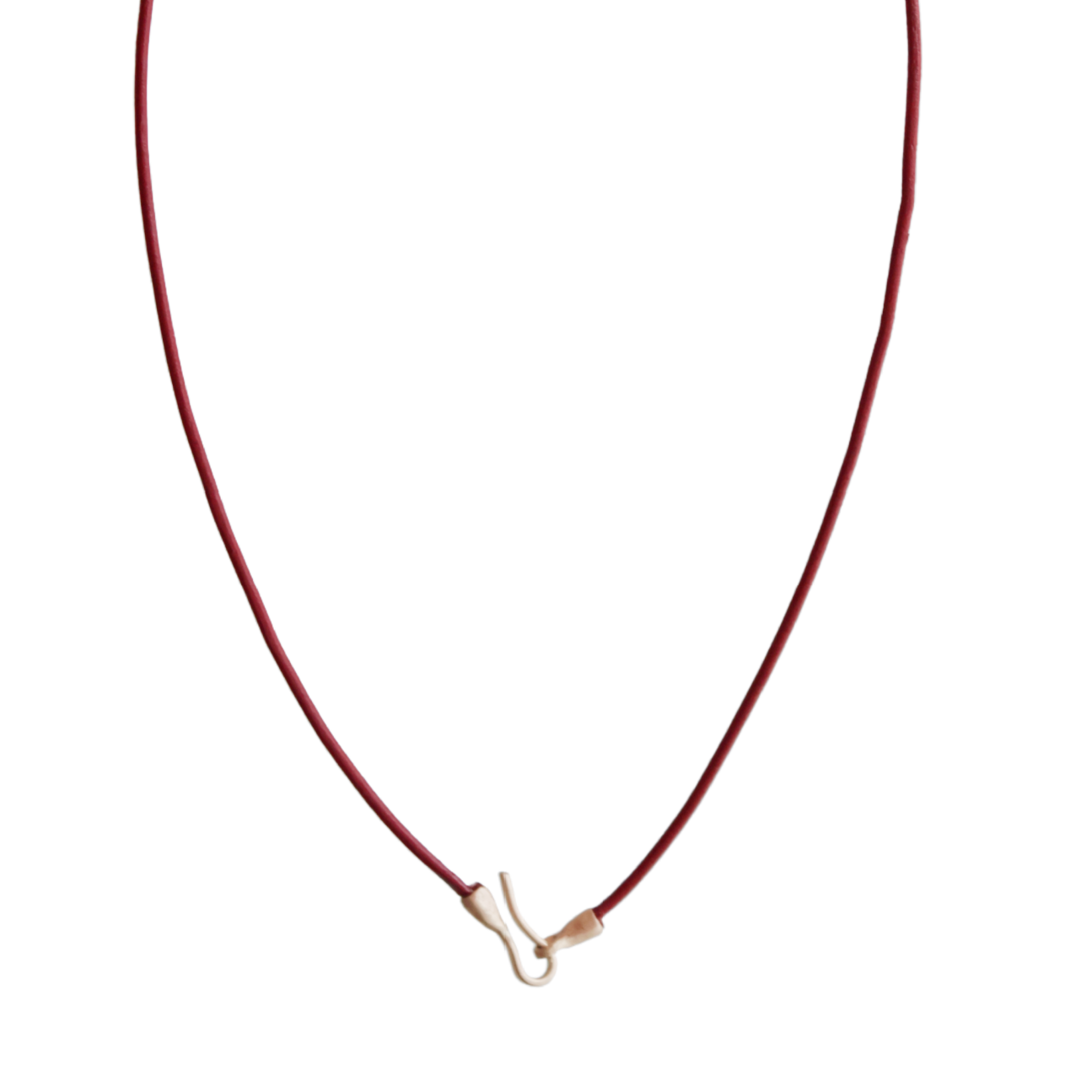 Red Leather Necklace With Gold Hook and Eye
