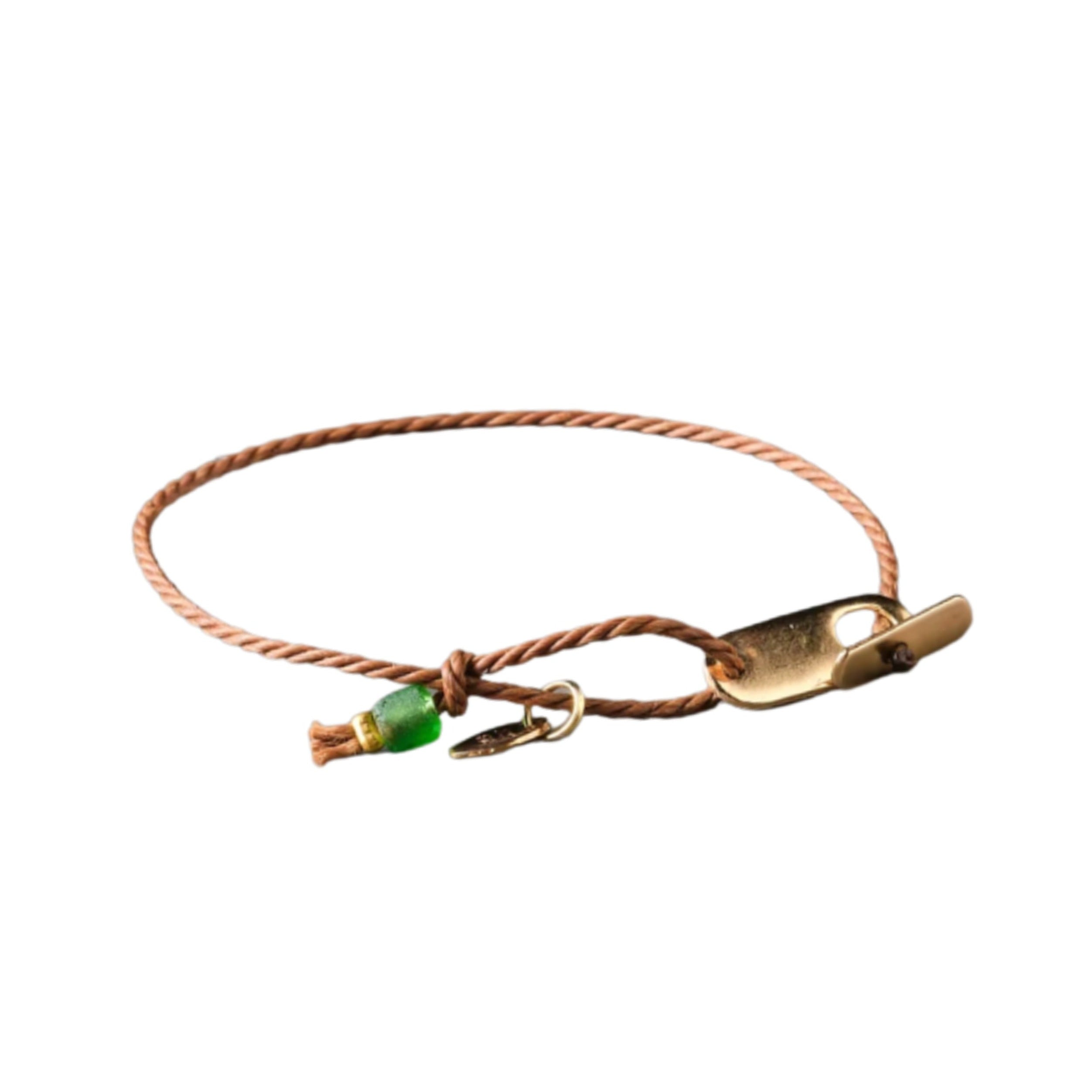Madra Cotton Rope & Green Sea Glass Stone Bracelet