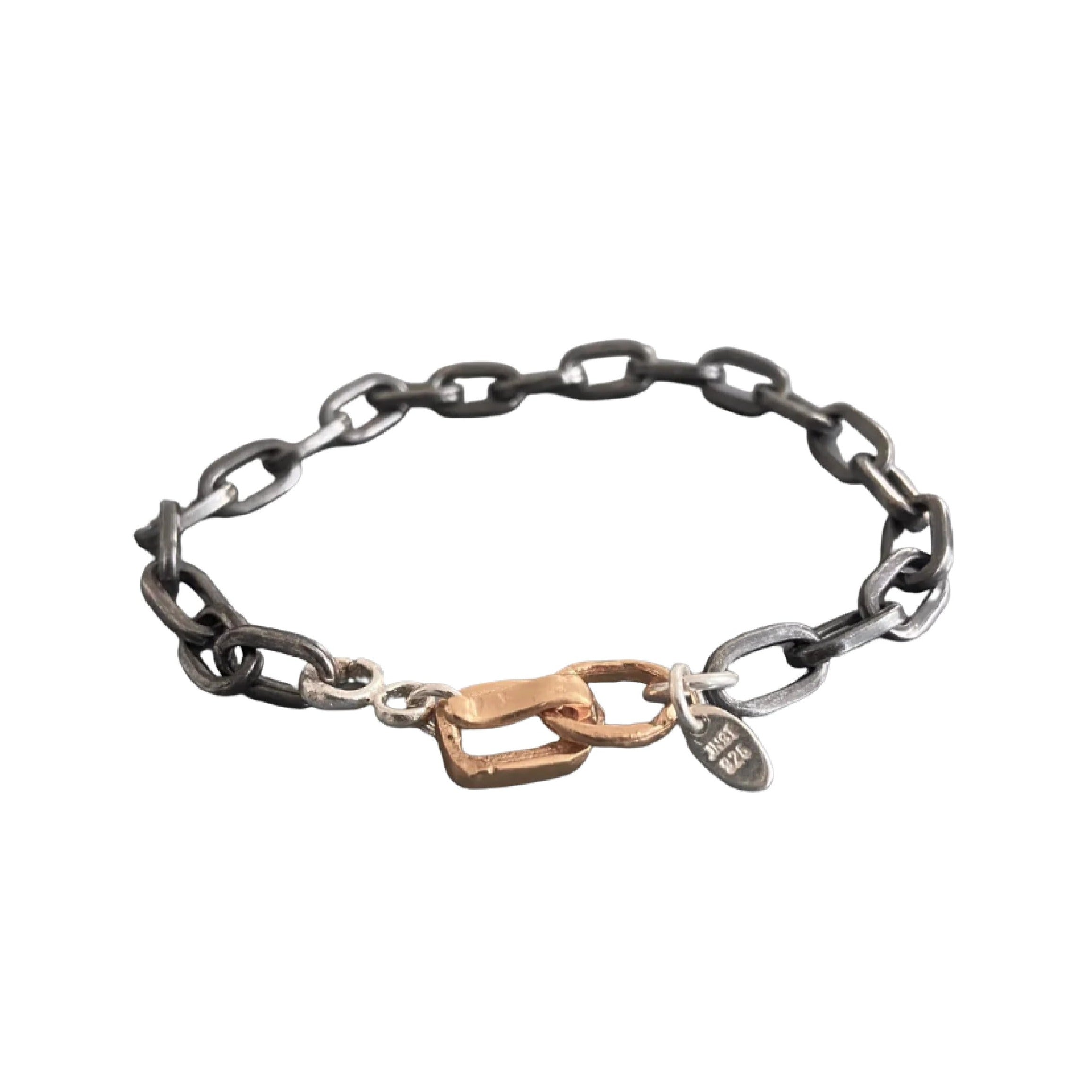 Figaro Silver & Gold Chain Bracelet