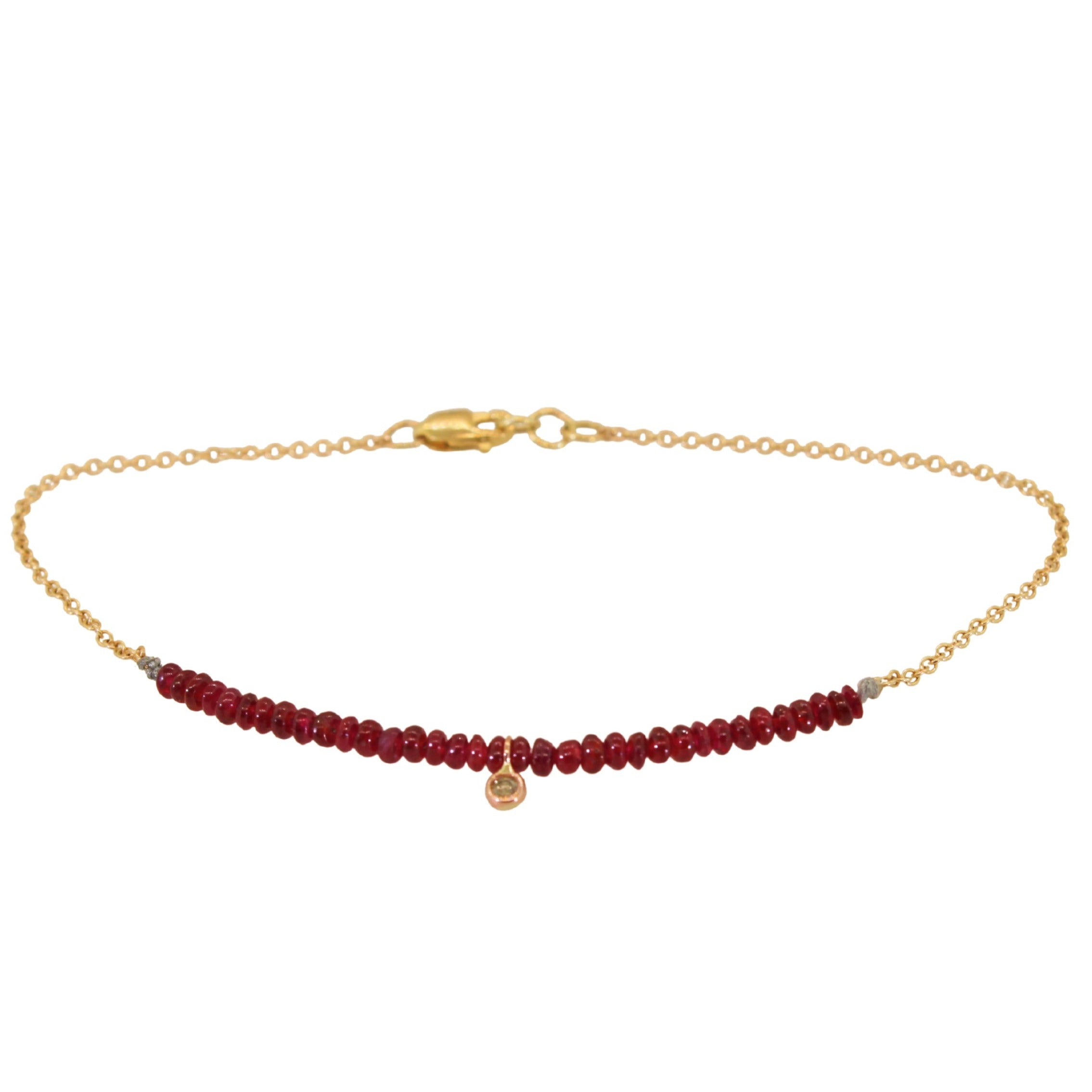 Ruby & Diamond Bezeled Dangle Bracelet