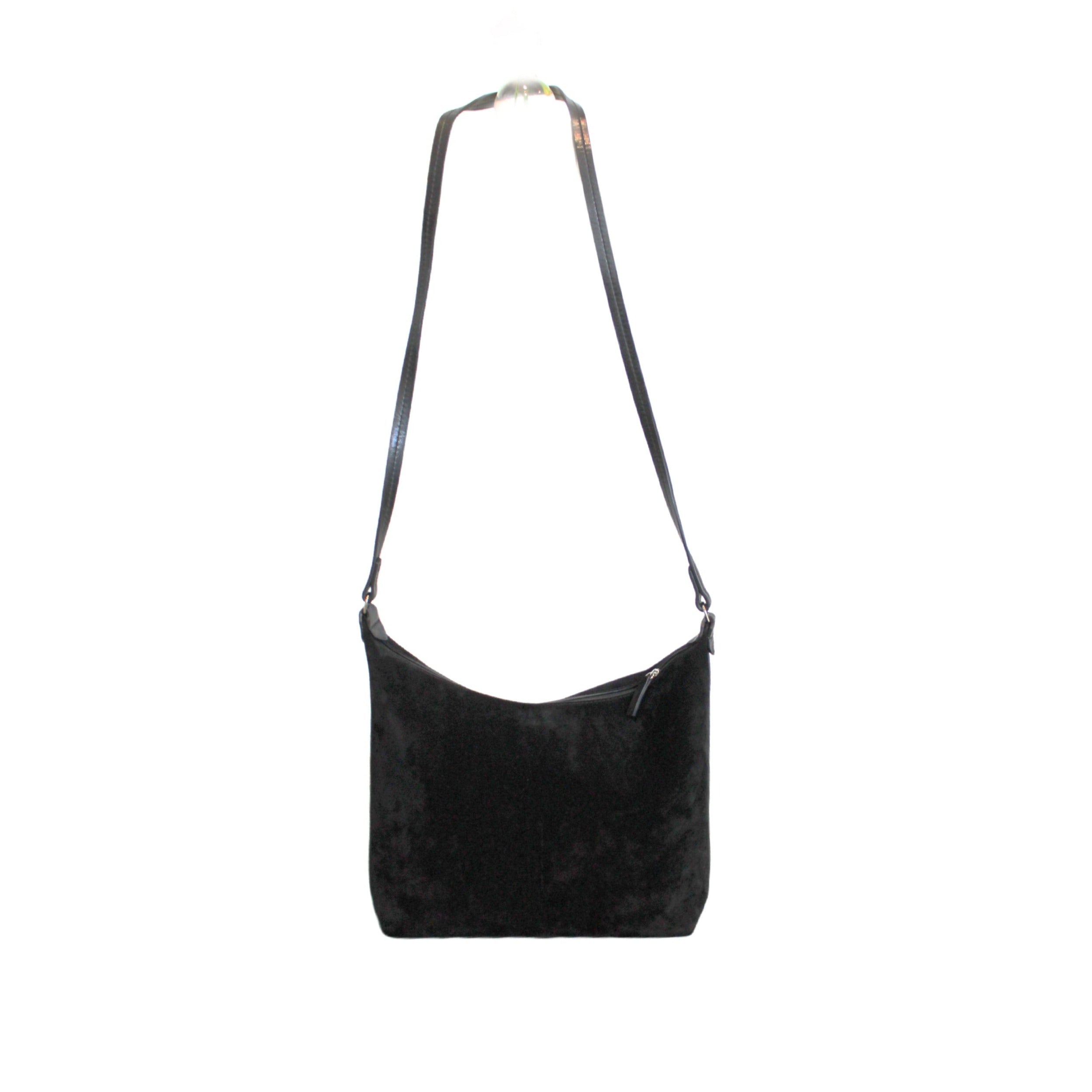 Zip Crossbody Black Suede