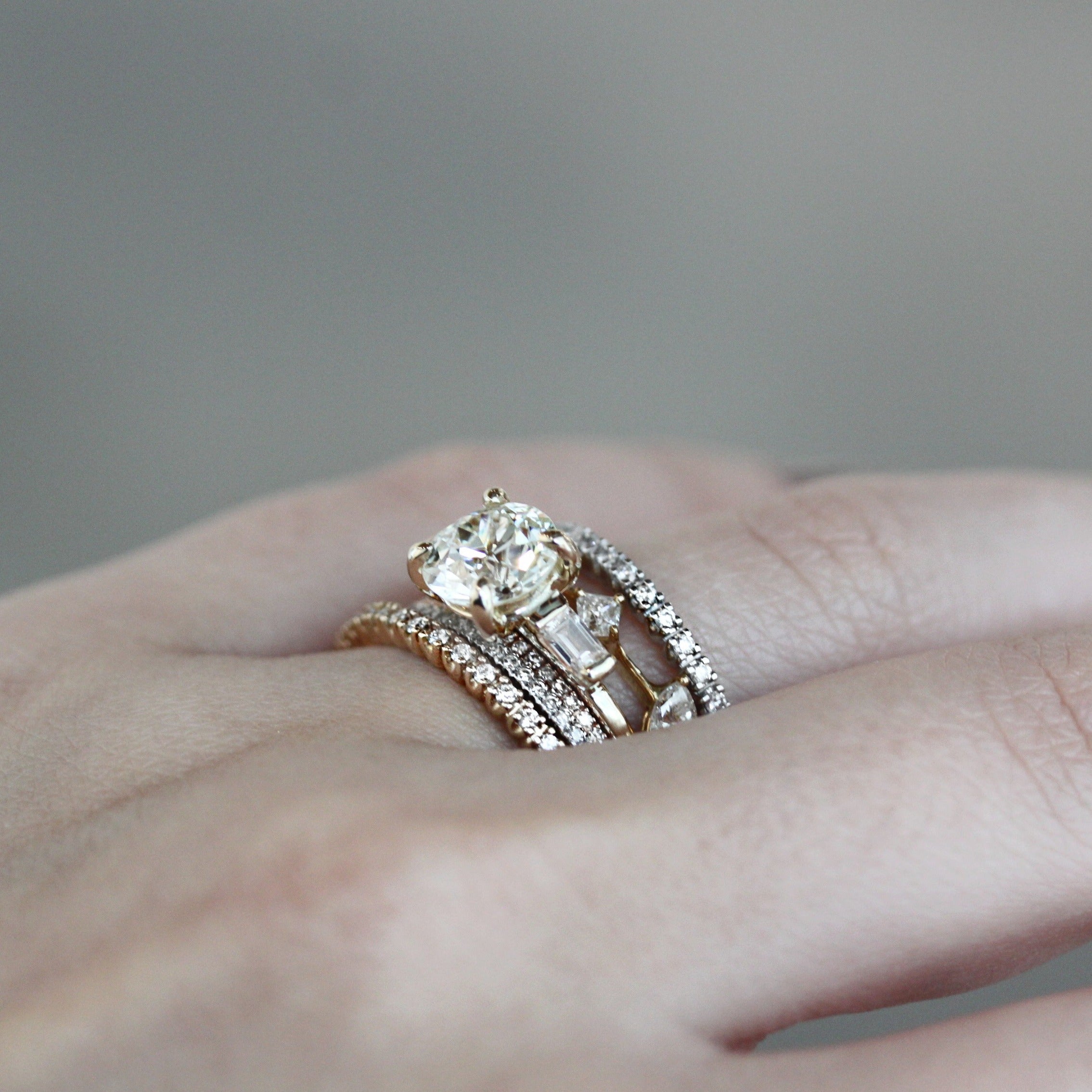 Round Cut Tapered Baguette Engagement Ring