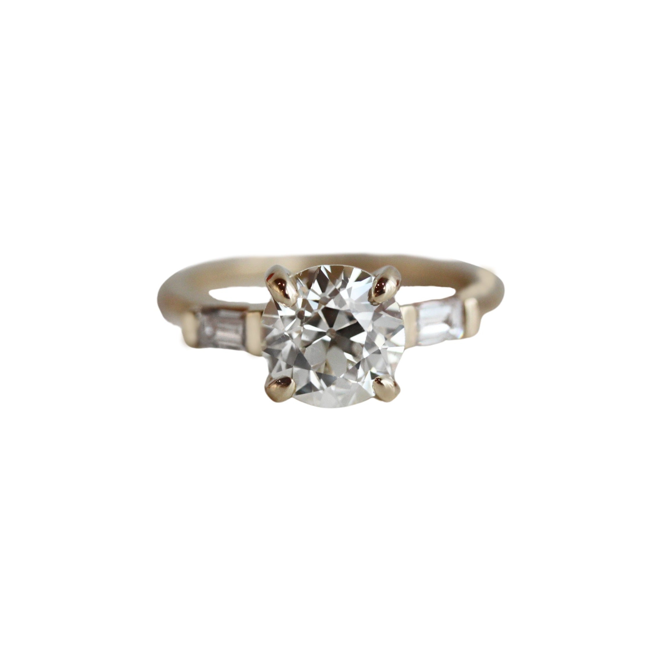 Round Cut Tapered Baguette Engagement Ring