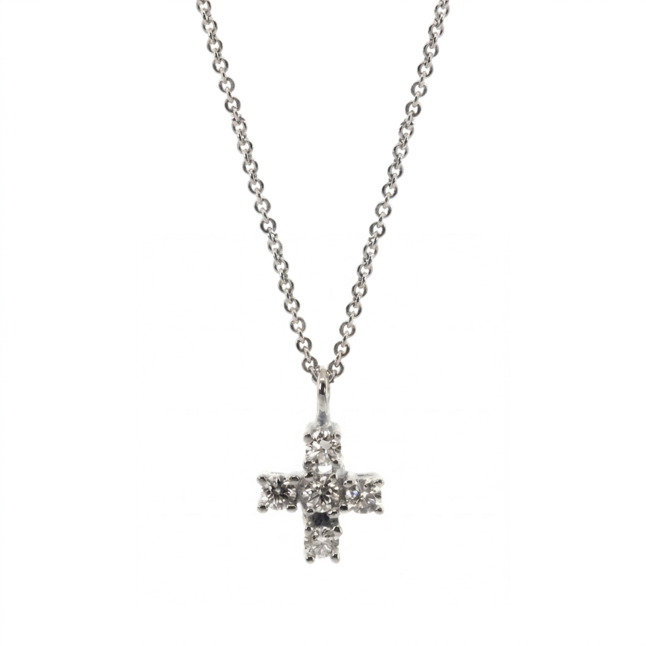 White Gold Classic Diamond Cross Necklace