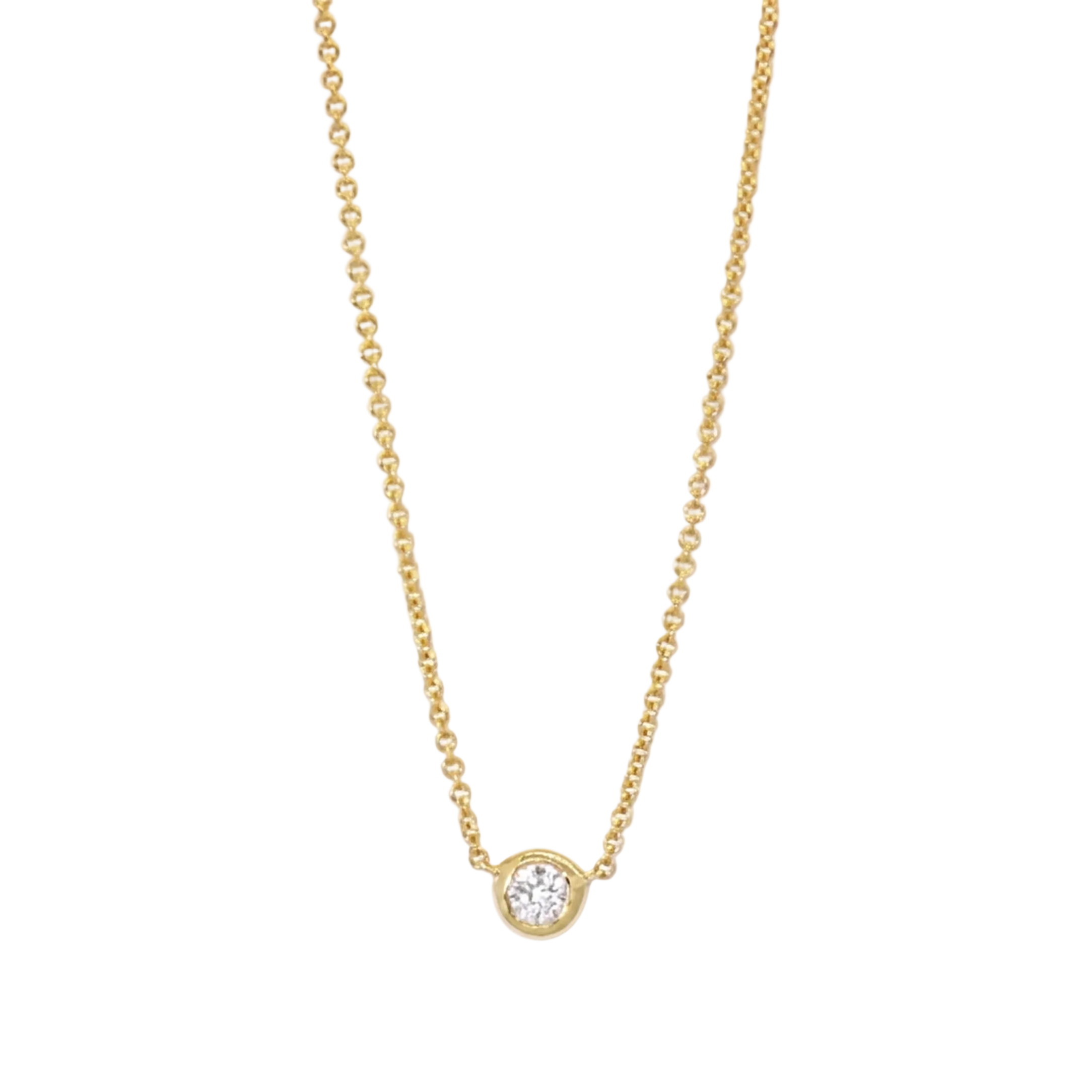 Yellow Gold Classic Solitaire Diamond Necklace