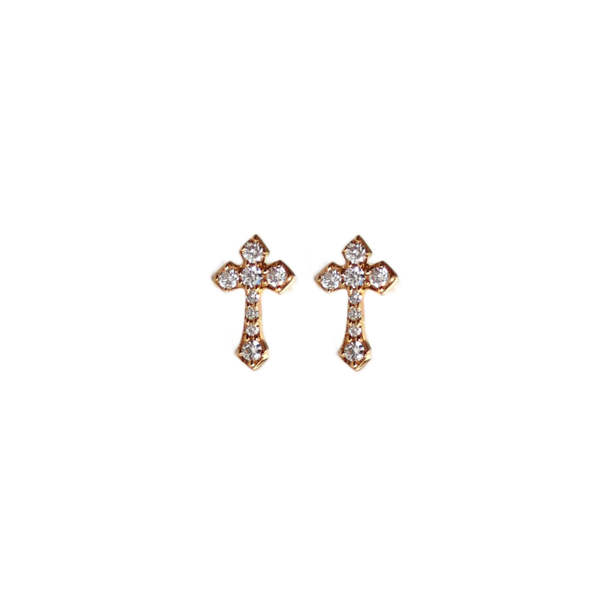 Diamond Semi Goth Cross Studs