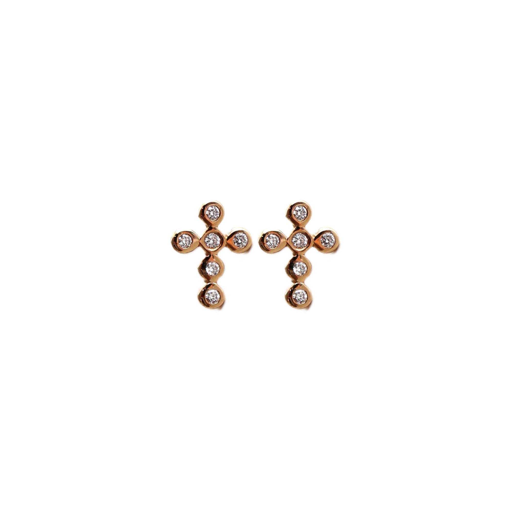 Diamond Bezel Set Cross Studs