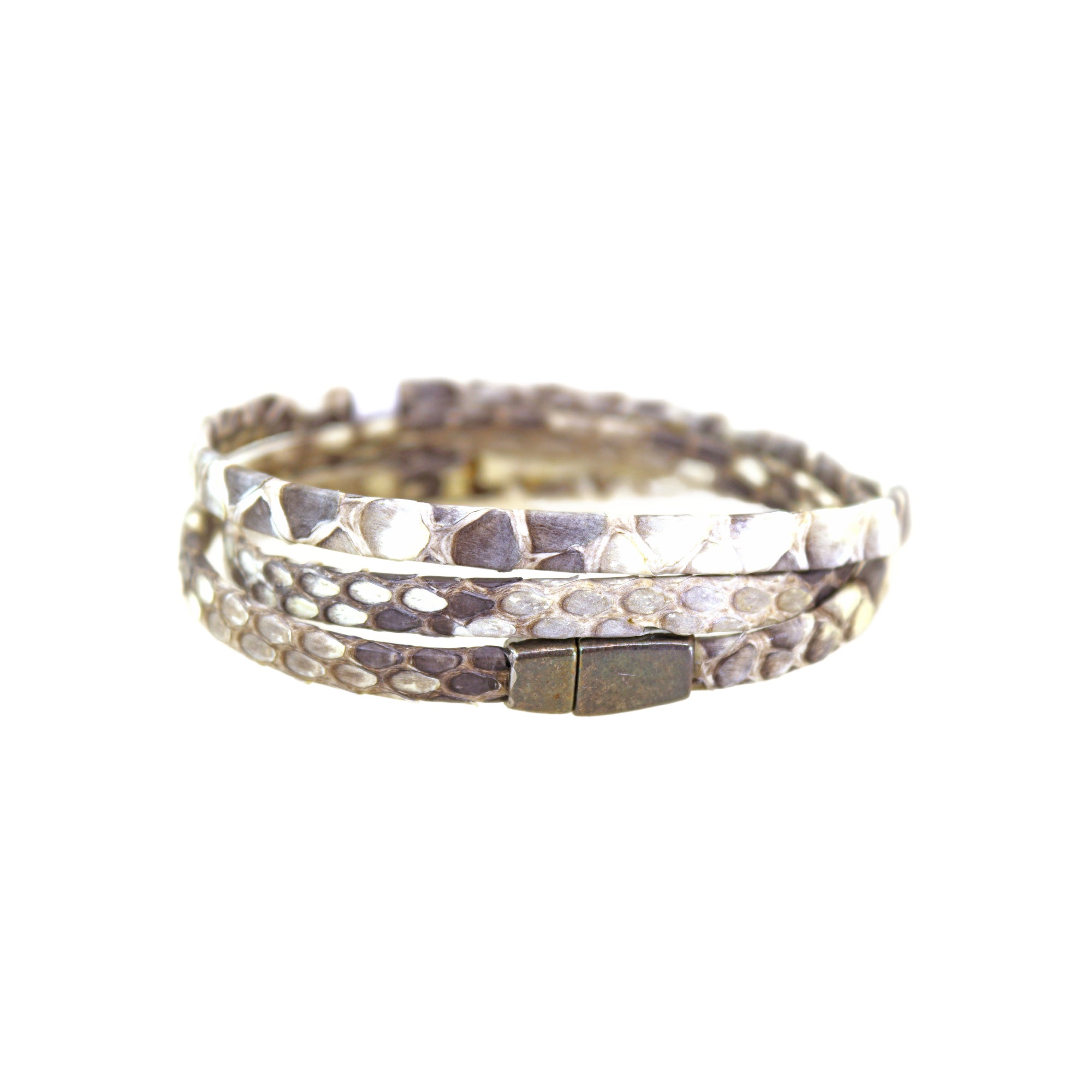Grey Python Triple Wrap Bracelet