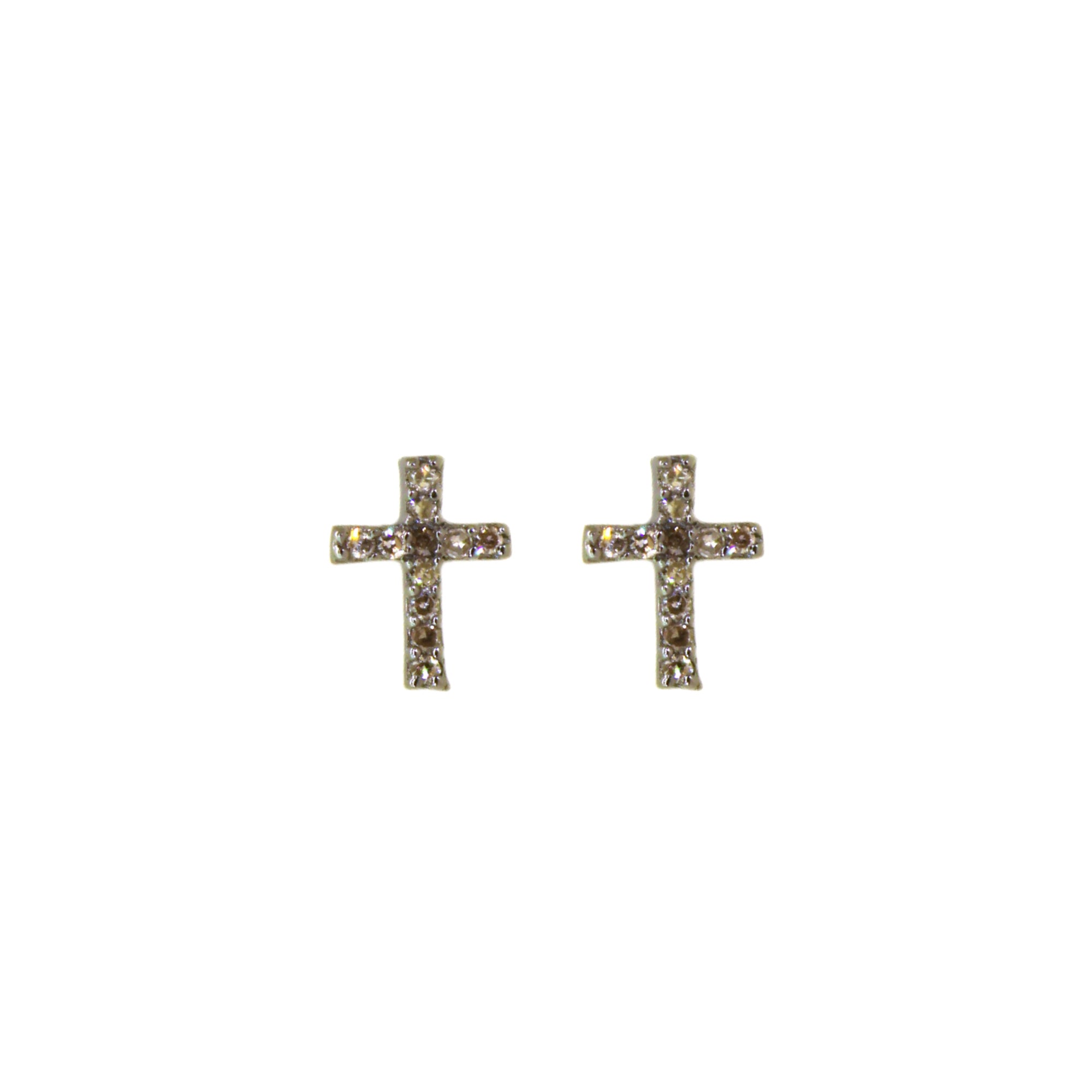 Diamond Cross Rhodium Silver Studs