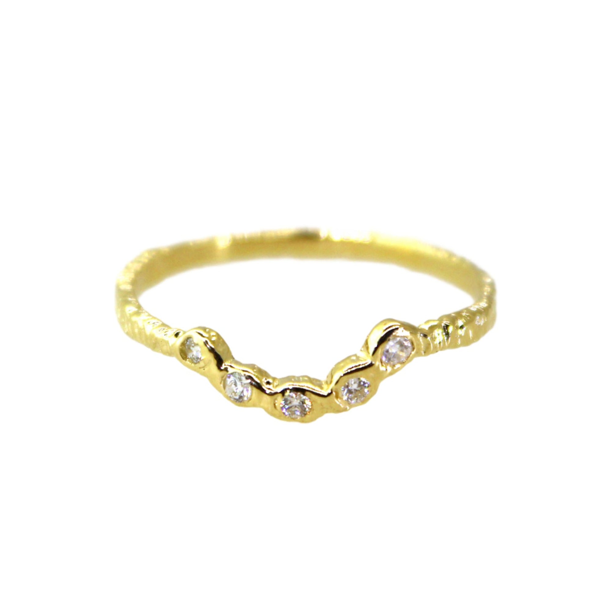 Etched 5 Diamond Curved Band