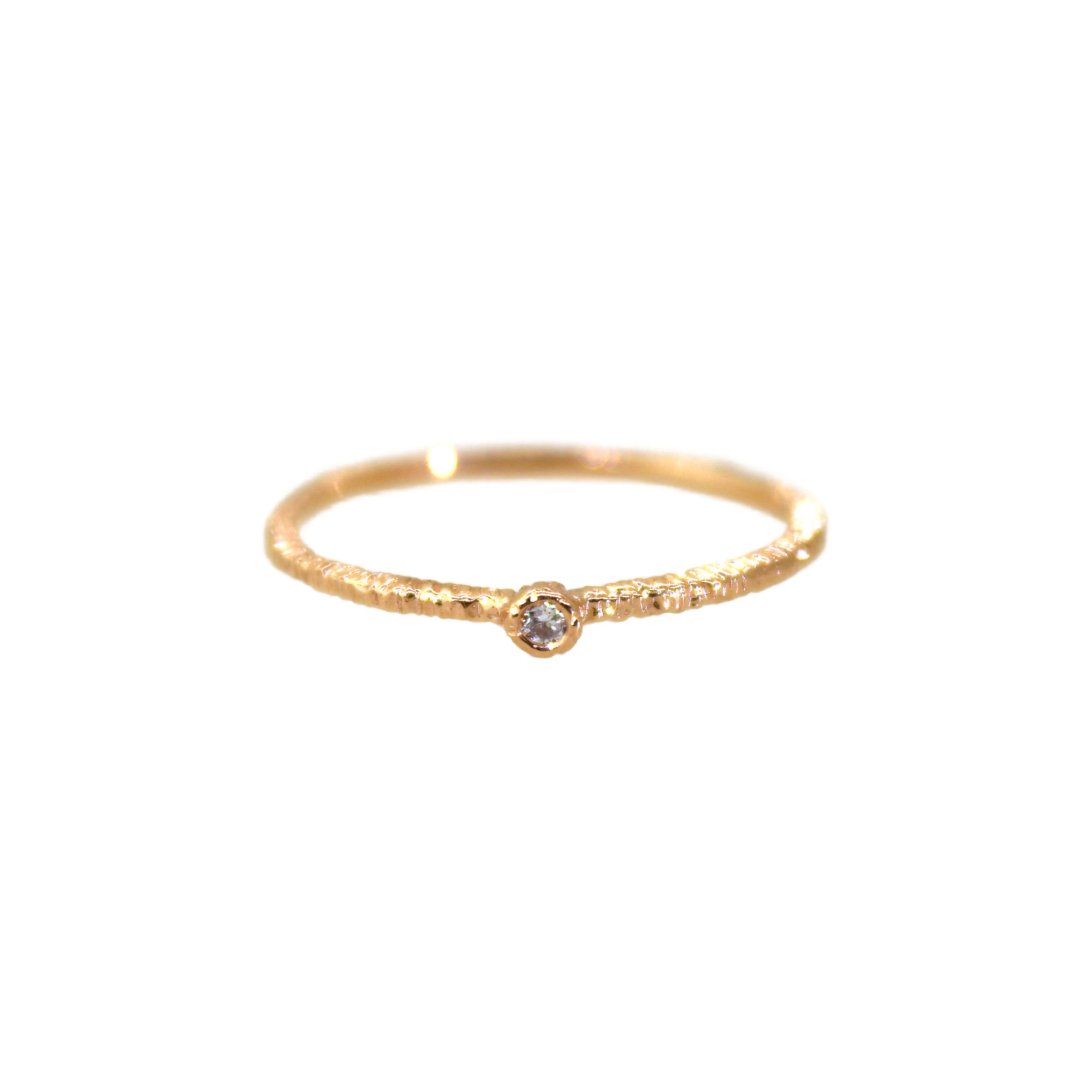 Gold Etched Bezeled Diamond Ring