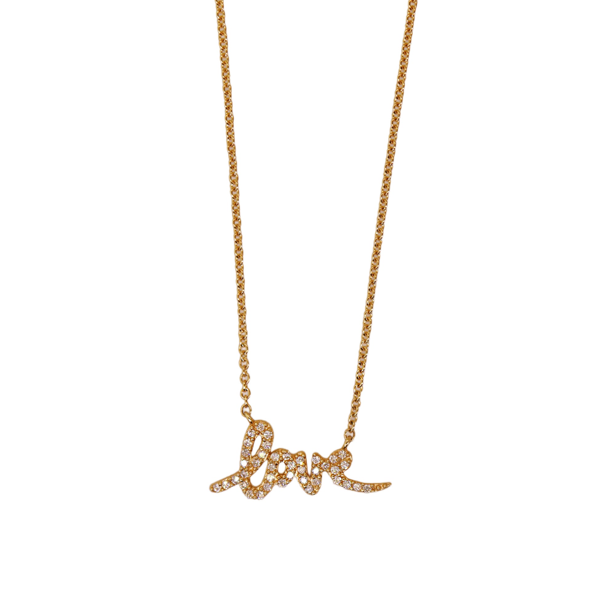 Pave Diamond Cursive Love Necklace