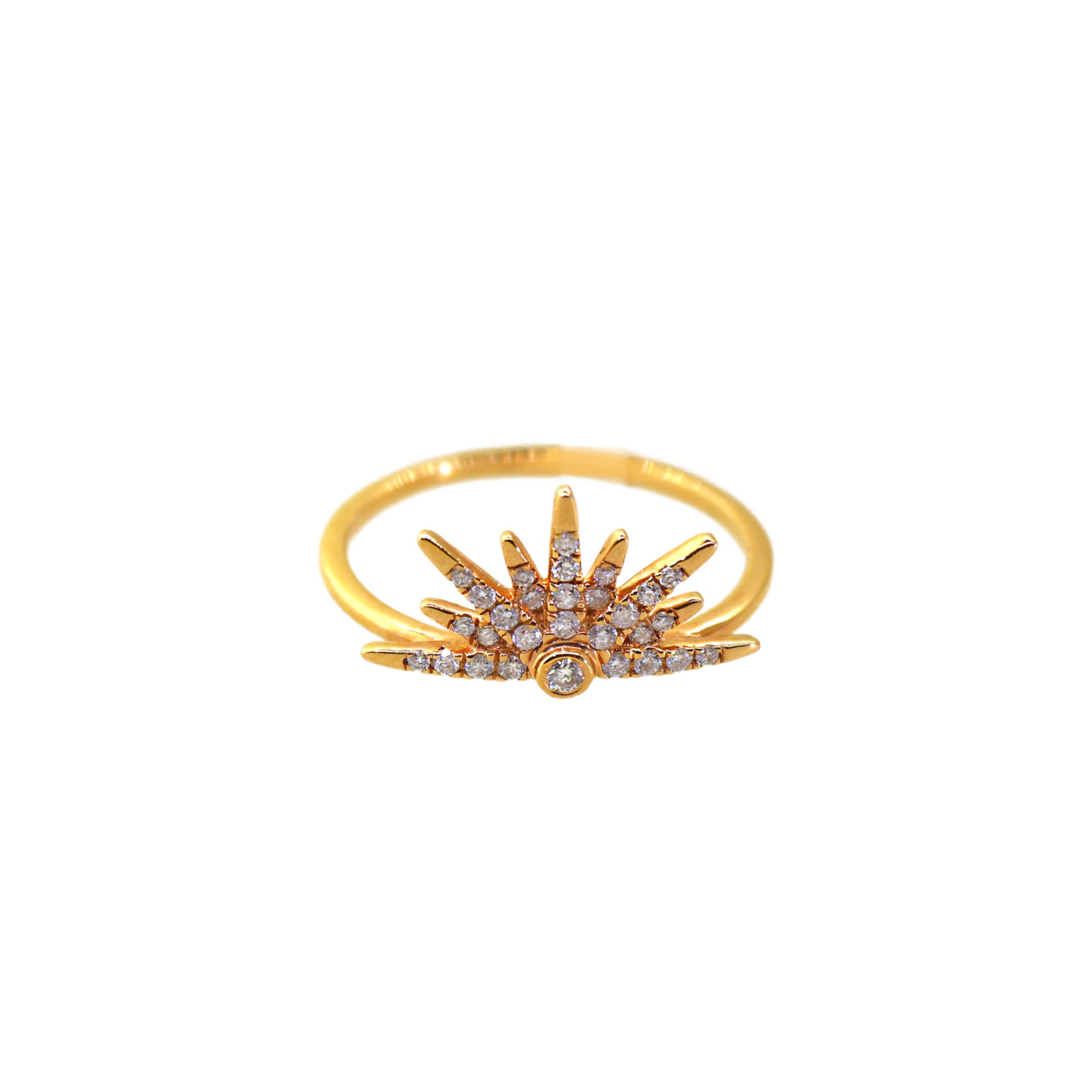 Rose Gold Half Diamond Sun Ring