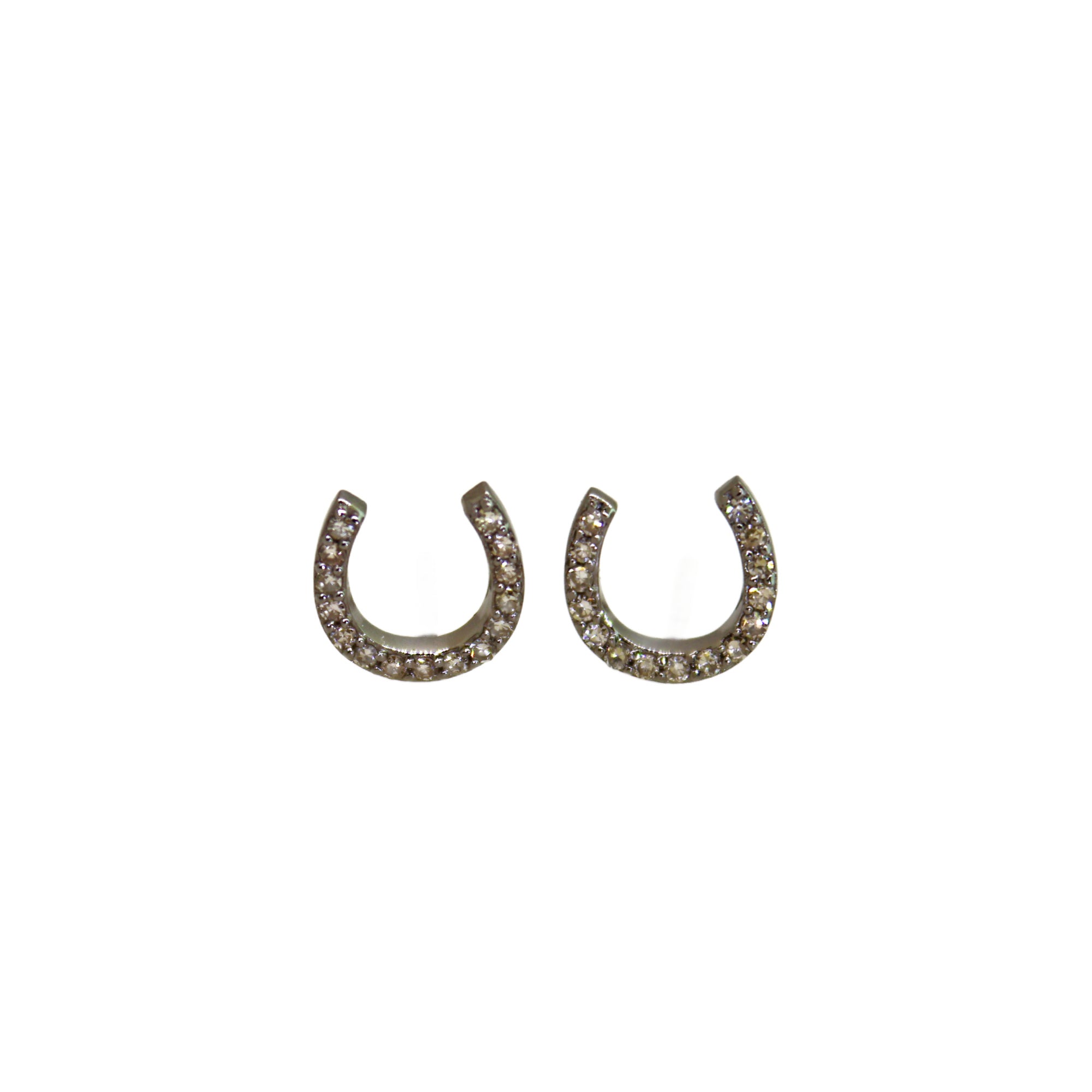 Silver Diamond Horseshoe Studs