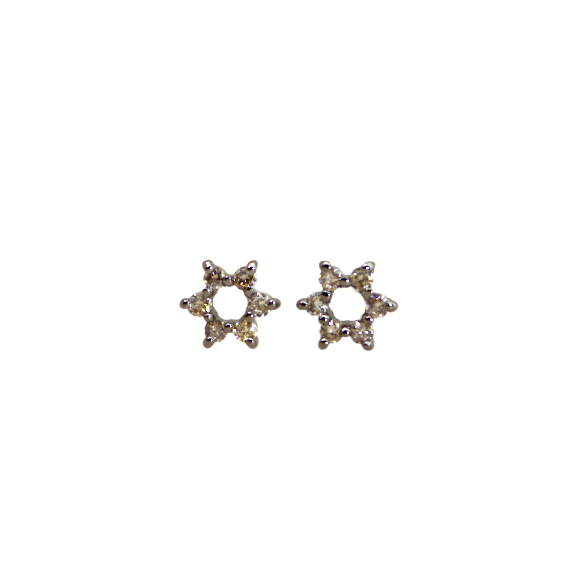 Hollow Six Diamond Flower Stud Earrings