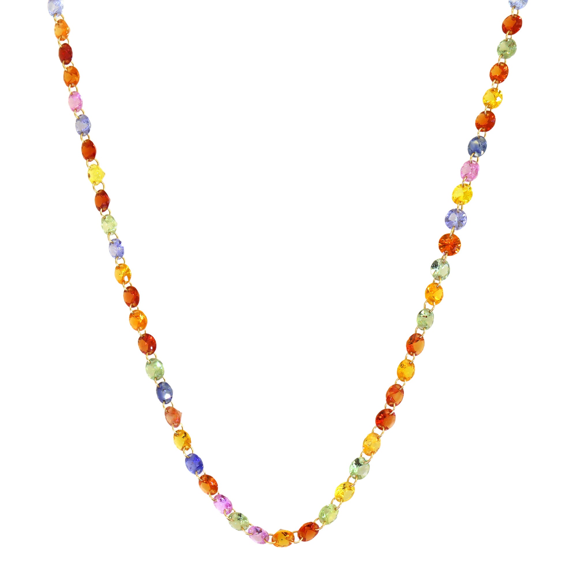 Round Drilled Multi Sapphire Necklace