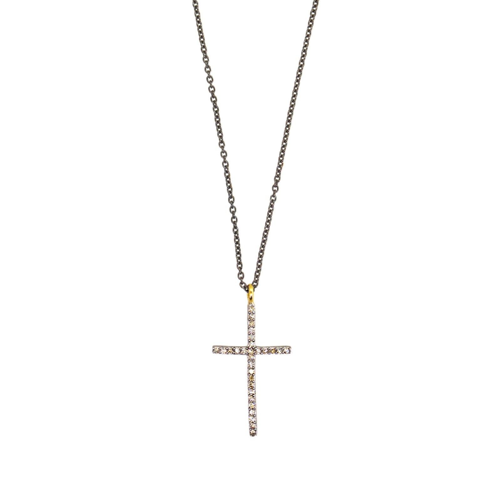 Diamond Silver Cross Necklace