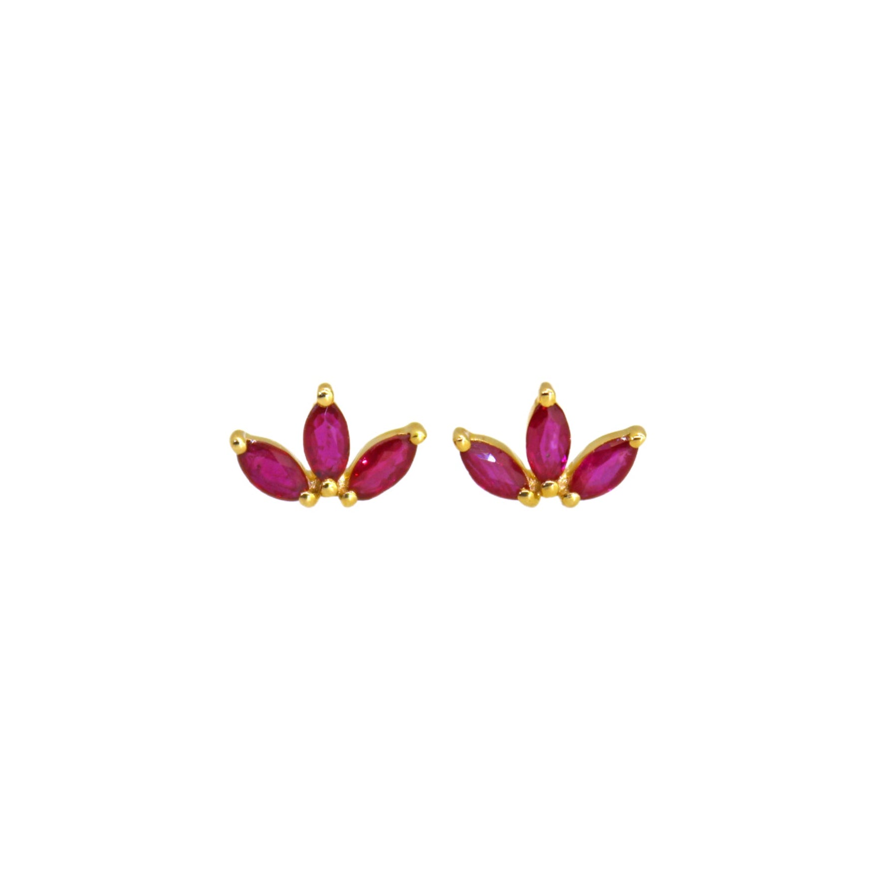 Marquise Ruby Gold Studs