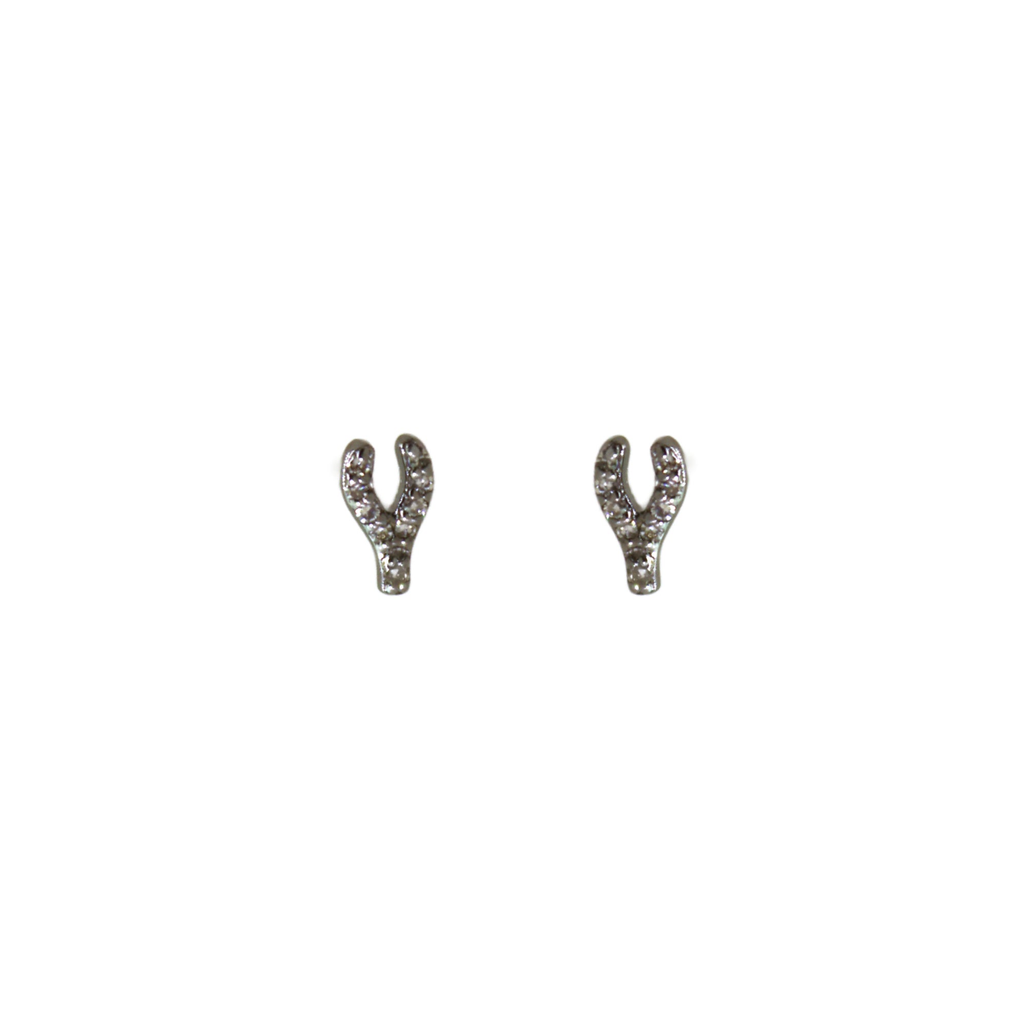 Silver Diamond Wishbone Studs