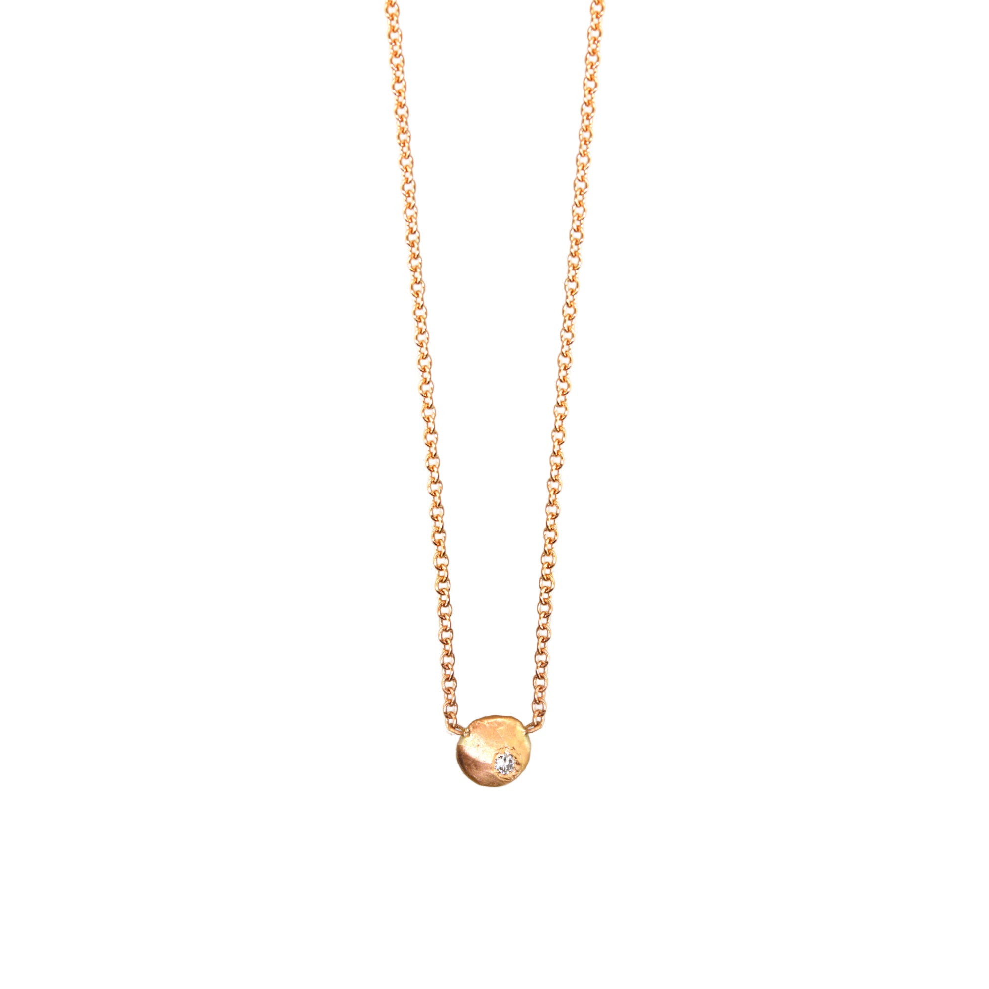 Rose Gold Diamond Disc Necklace