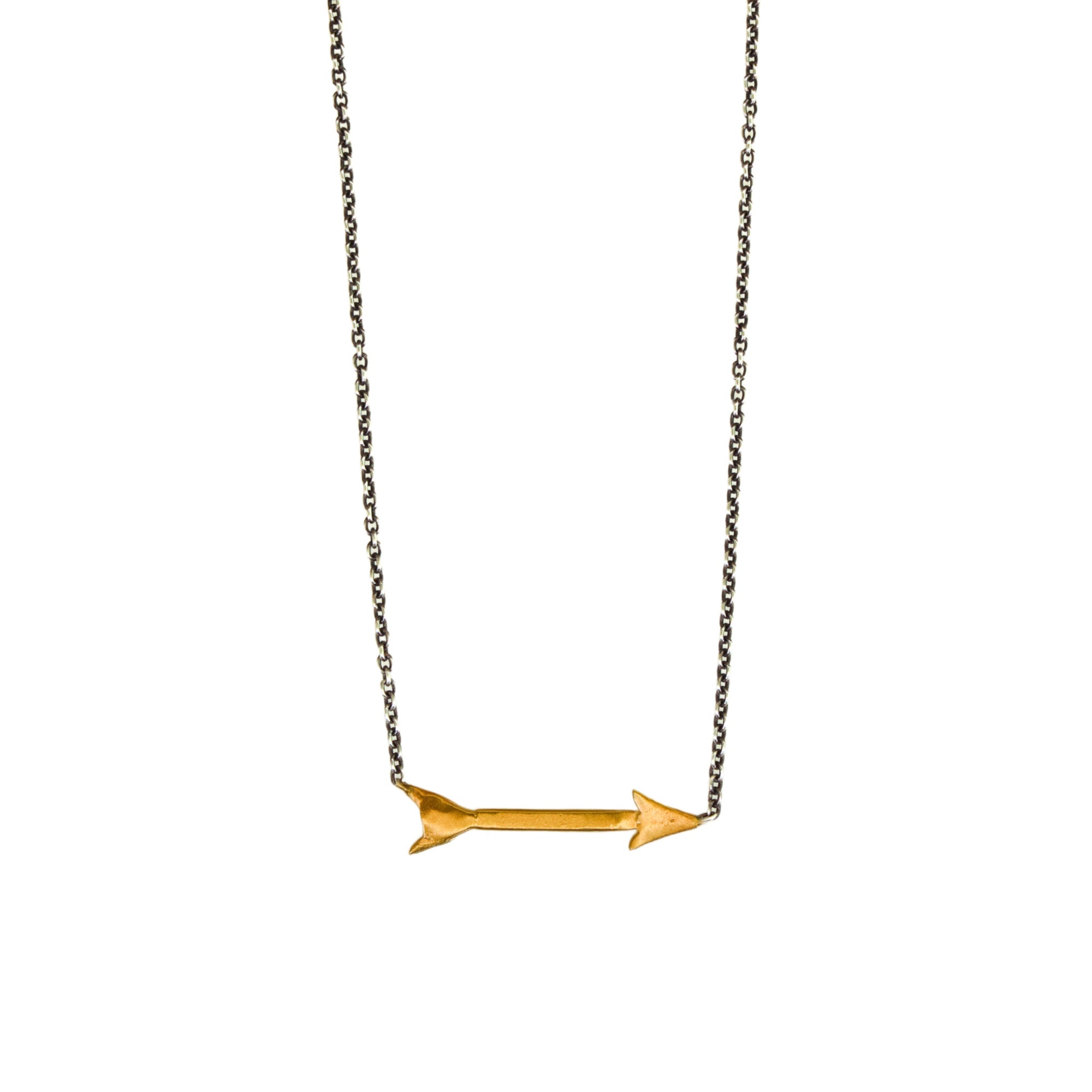 Silver & Yellow Gold Arrow Necklace