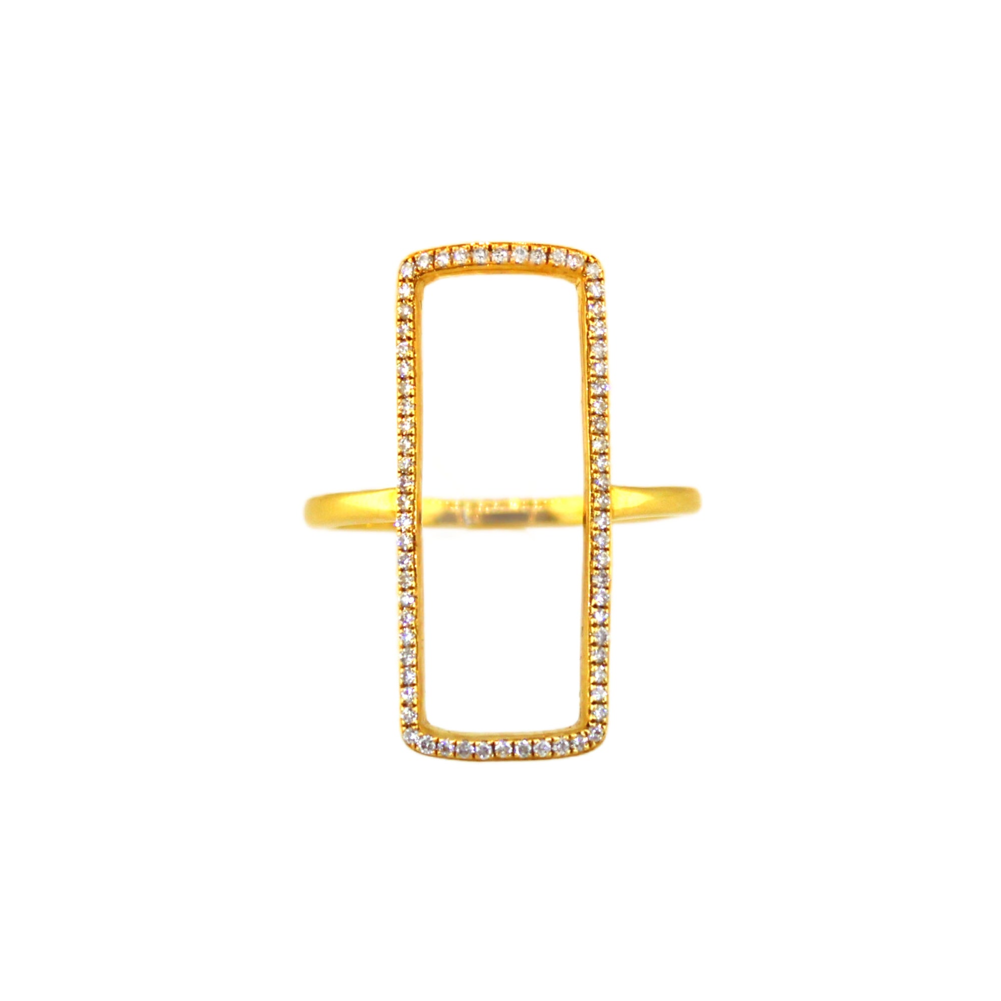 Yellow Gold Diamond Rectangle Ring