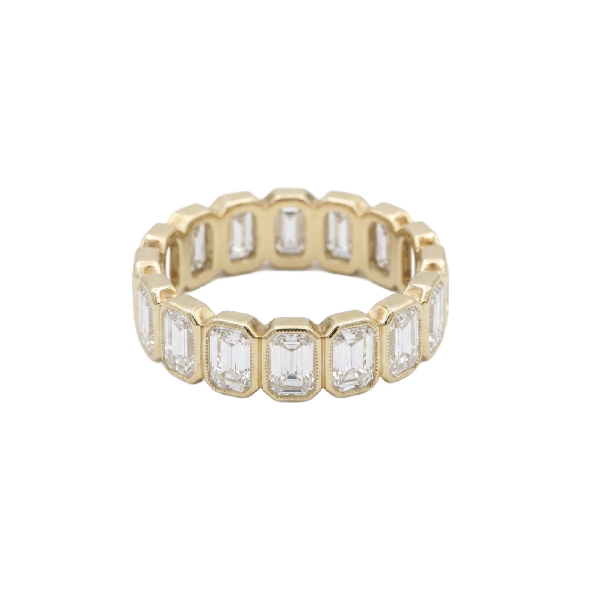 Yellow Gold North South Emerald Cut Eternity Band