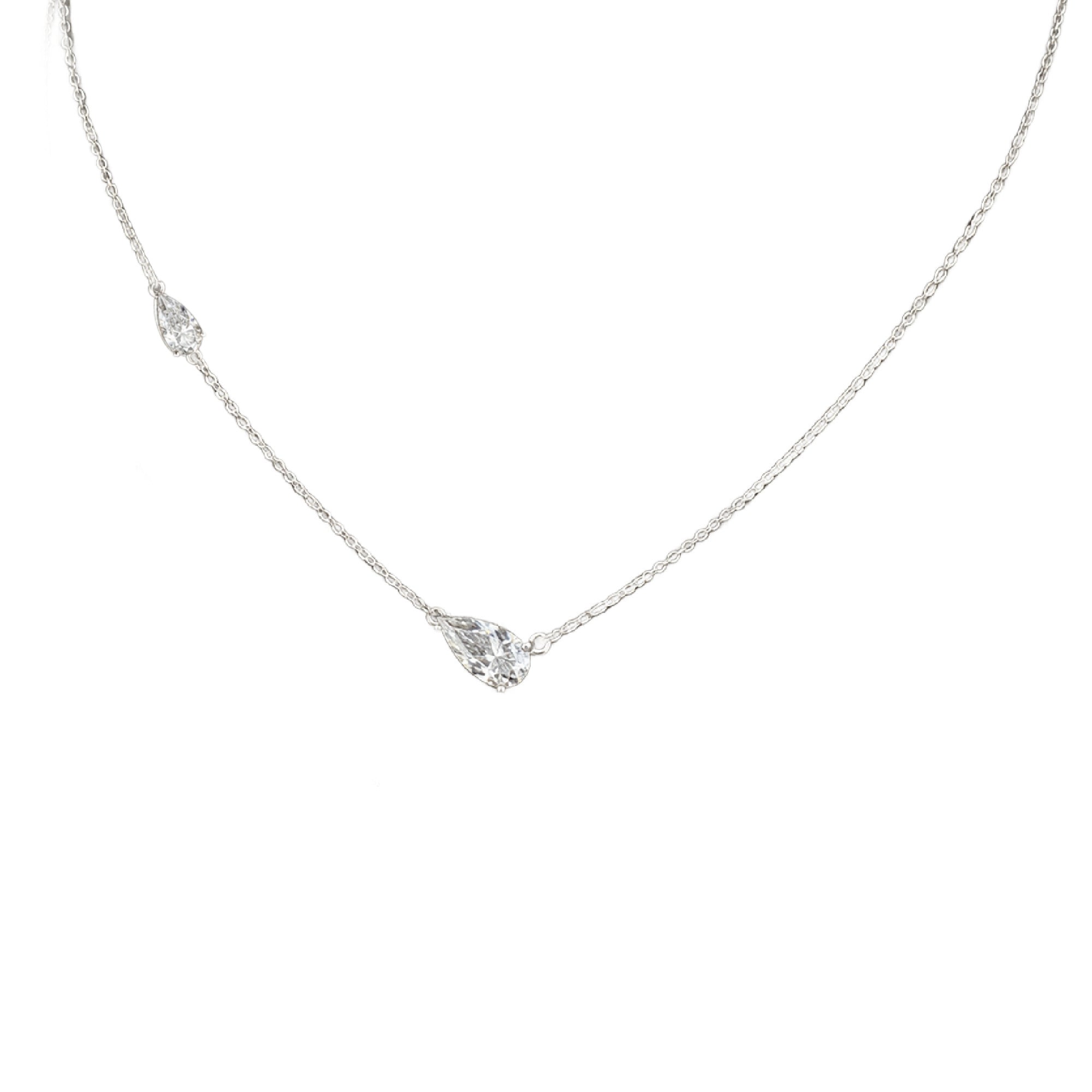 White Gold 2 Pear Shaped Diamond Necklace