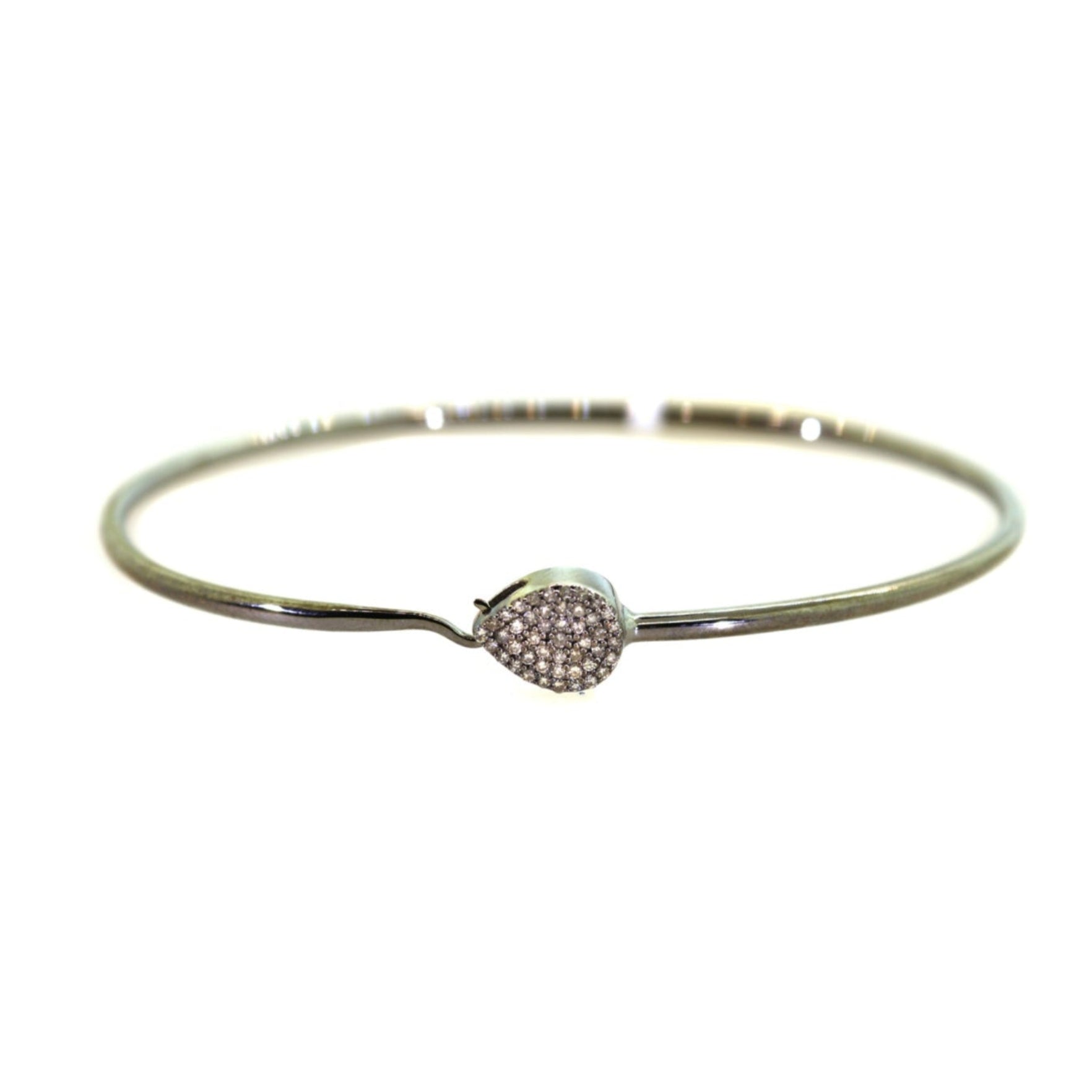 Silver Pave Diamond Pear Hook Closure Bracelet