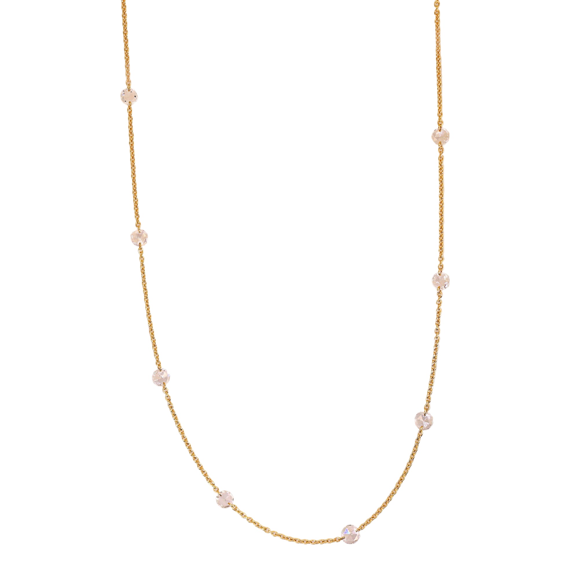 Round Rose Cut Drilled Diamond Necklace