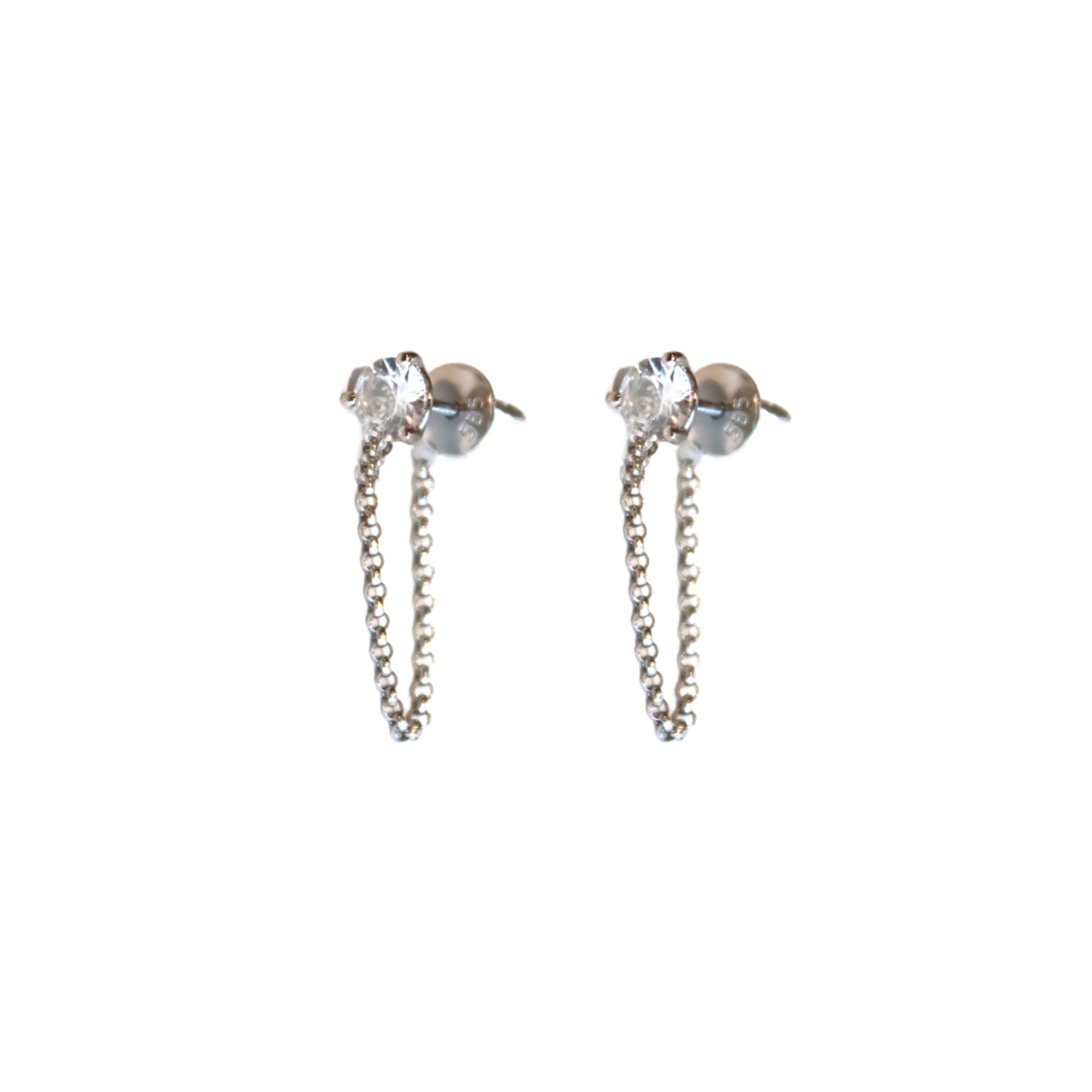 White Sapphire Chain Earrings