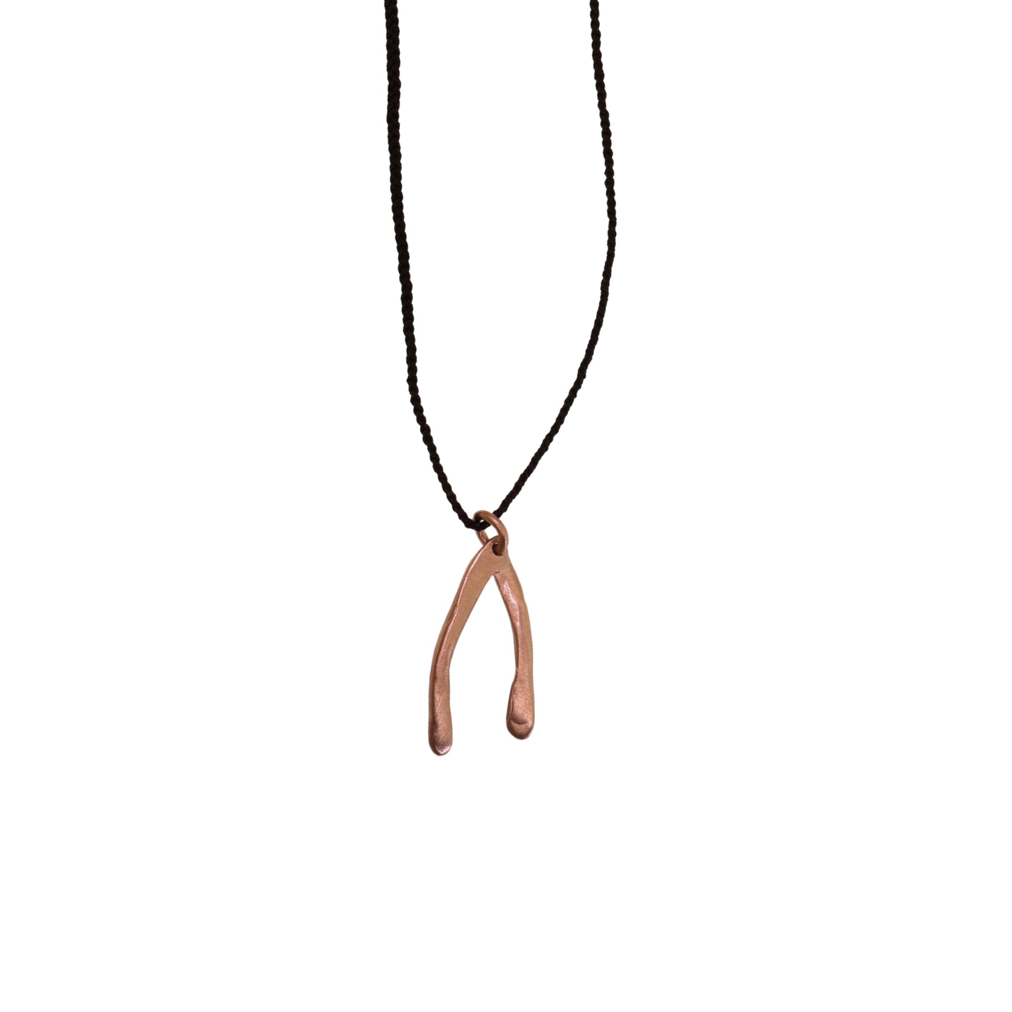 Rose Gold Wishbone Macrame Necklace
