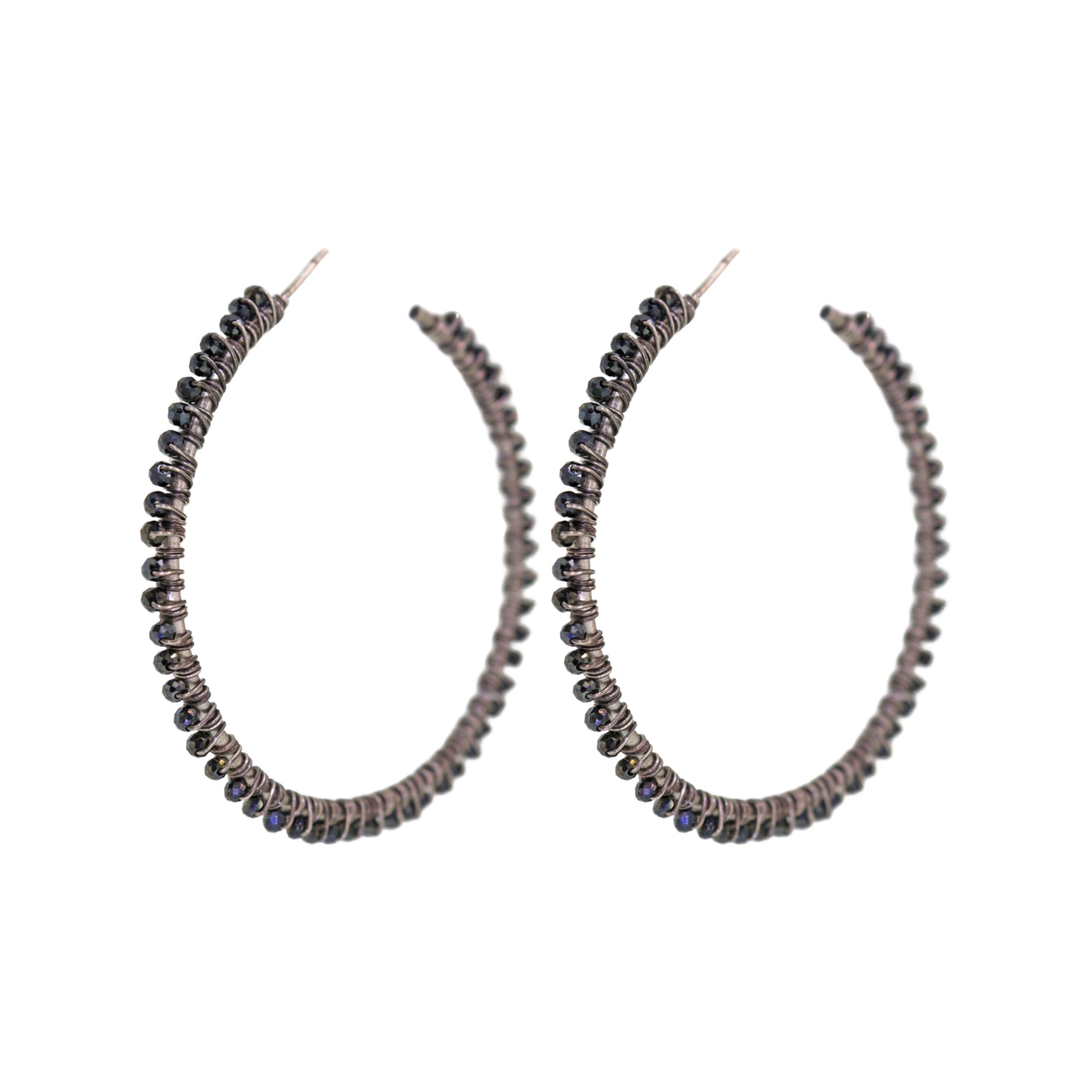 Black Tourmaline Wrapped Hoops