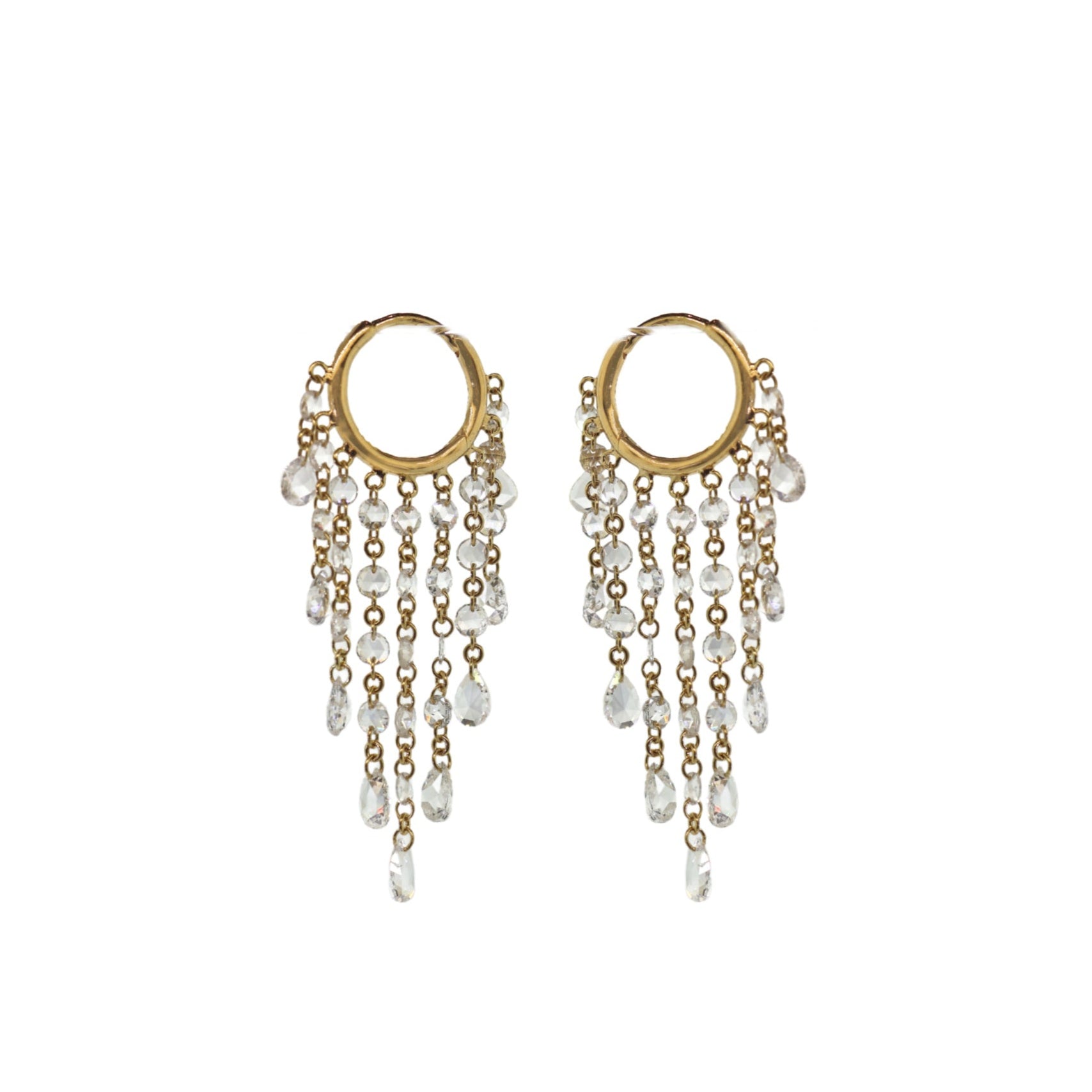 Rosecut Drilled Diamond Dangle Huggies