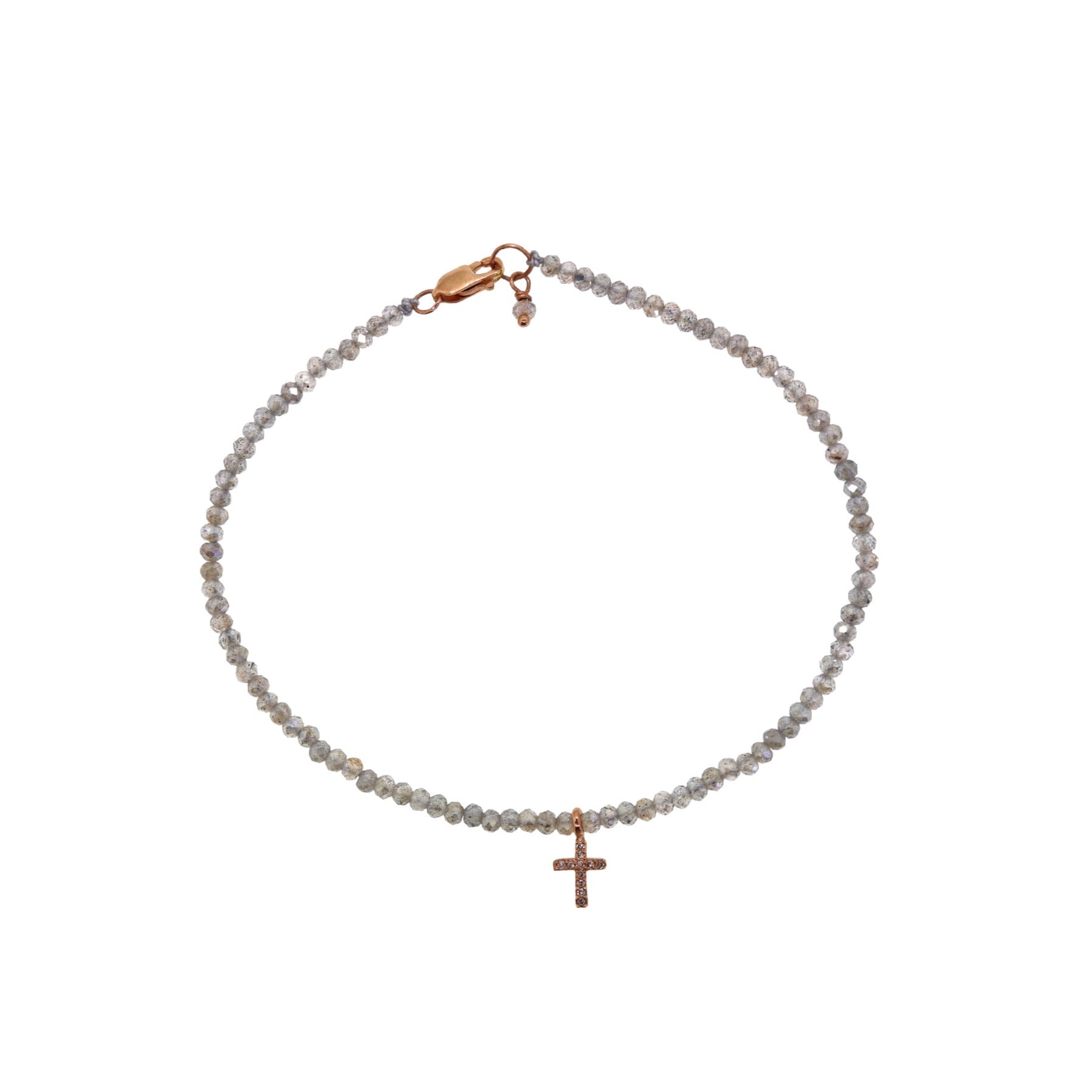 Mystic Labradorite & Diamond Cross Bracelet