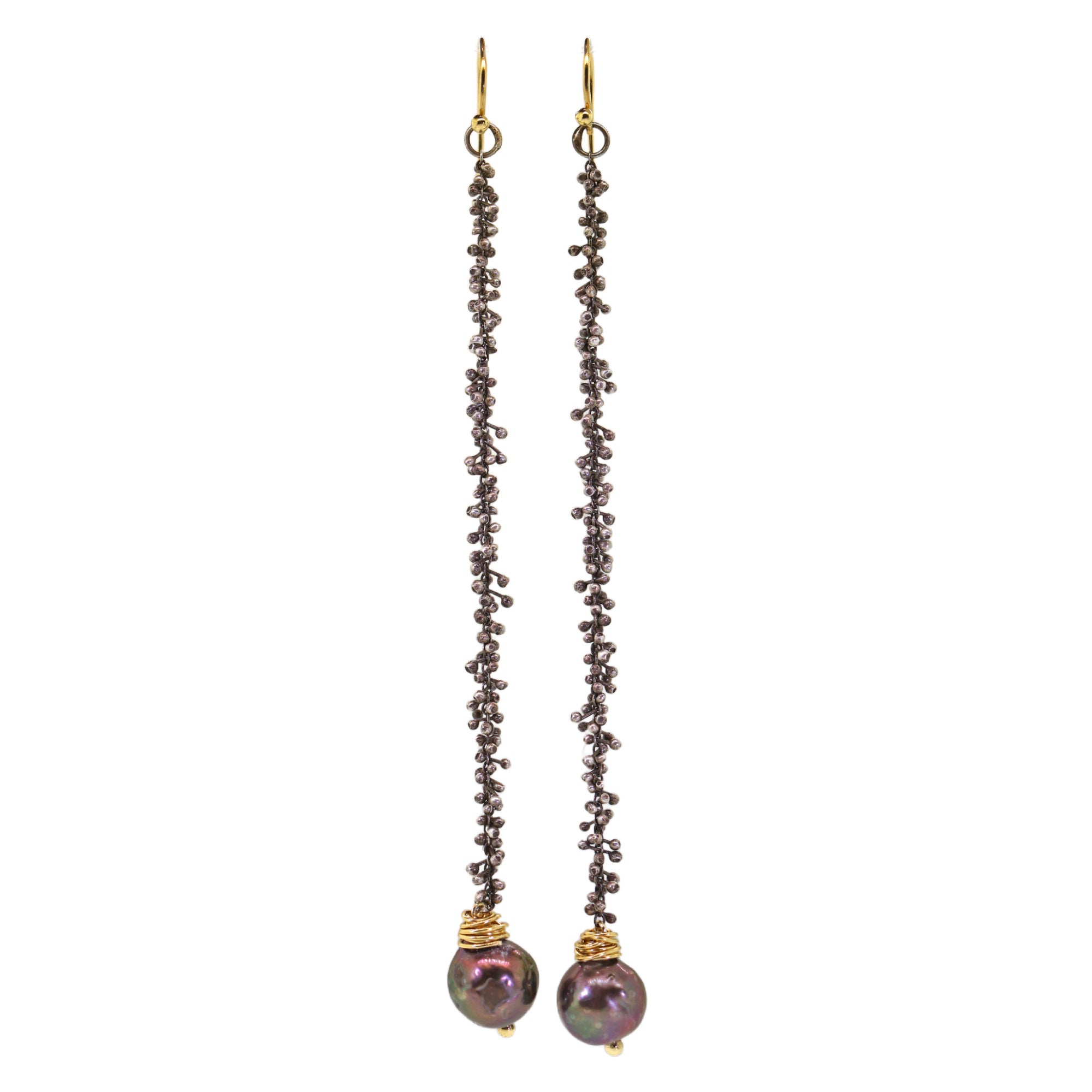 Silver Studded Baroque Pearl Sway Earrings
