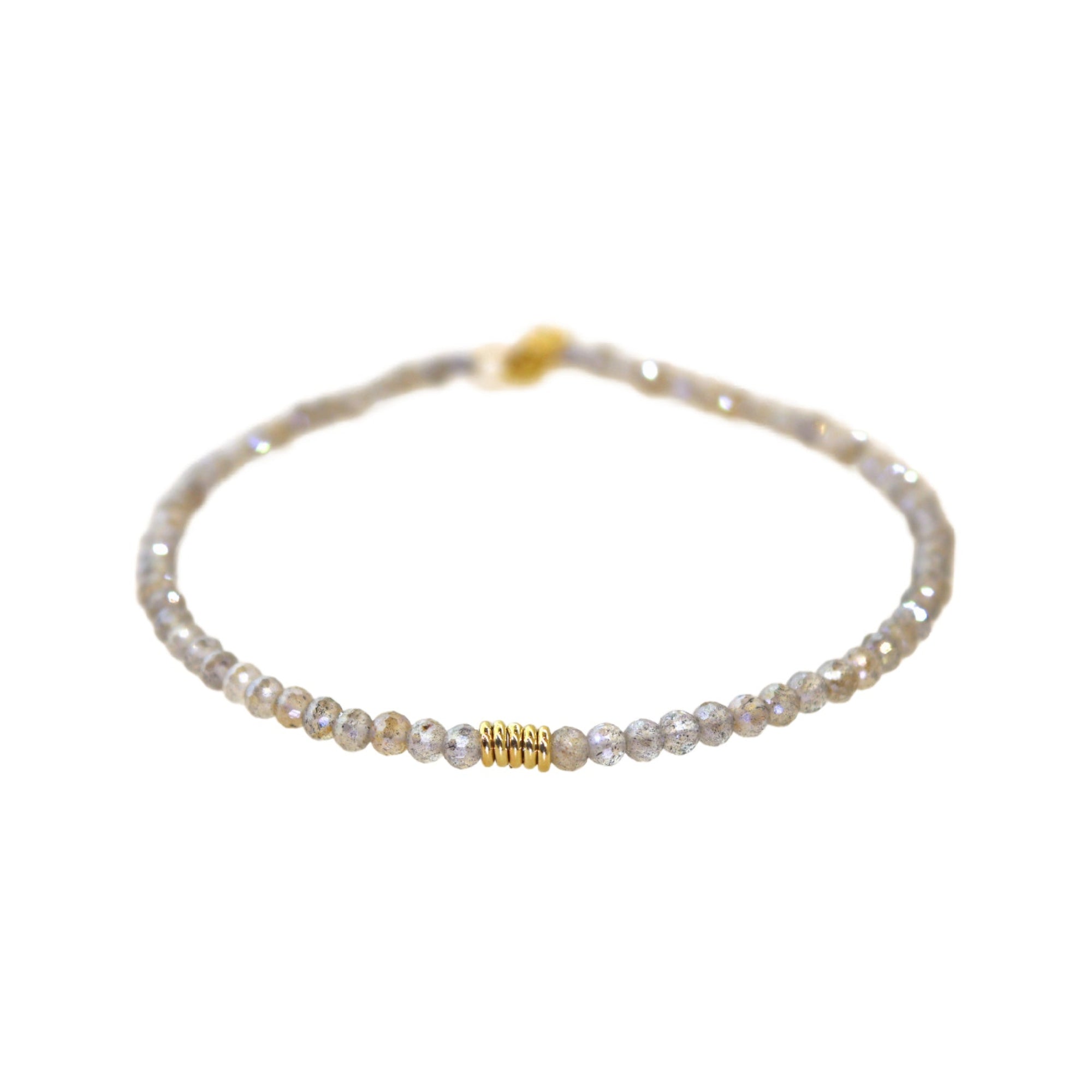 Mystic Labradorite & 5 Gold Ring Braclets