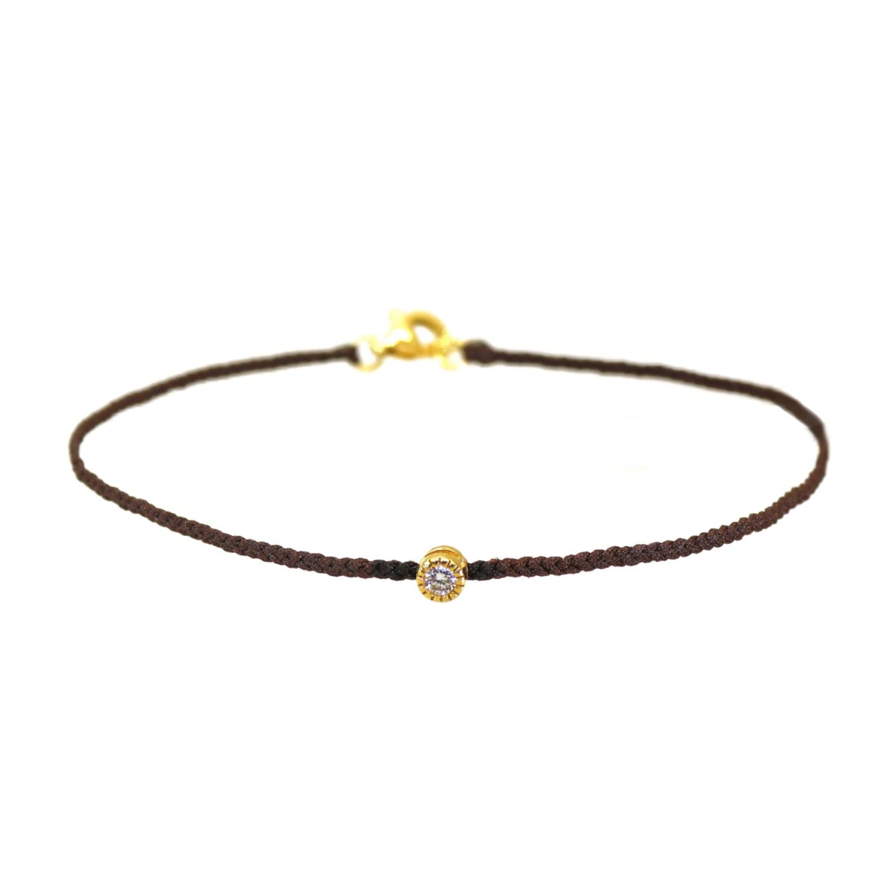 Brown Macrame & Single Diamond Bracelet