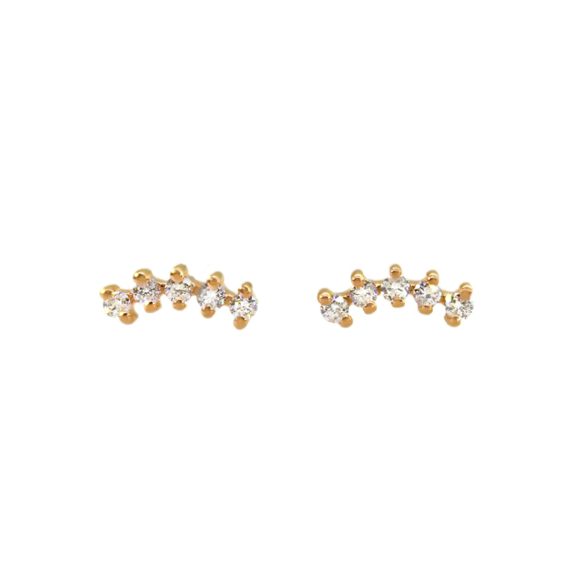 Rose Gold Diamond Climber Studs