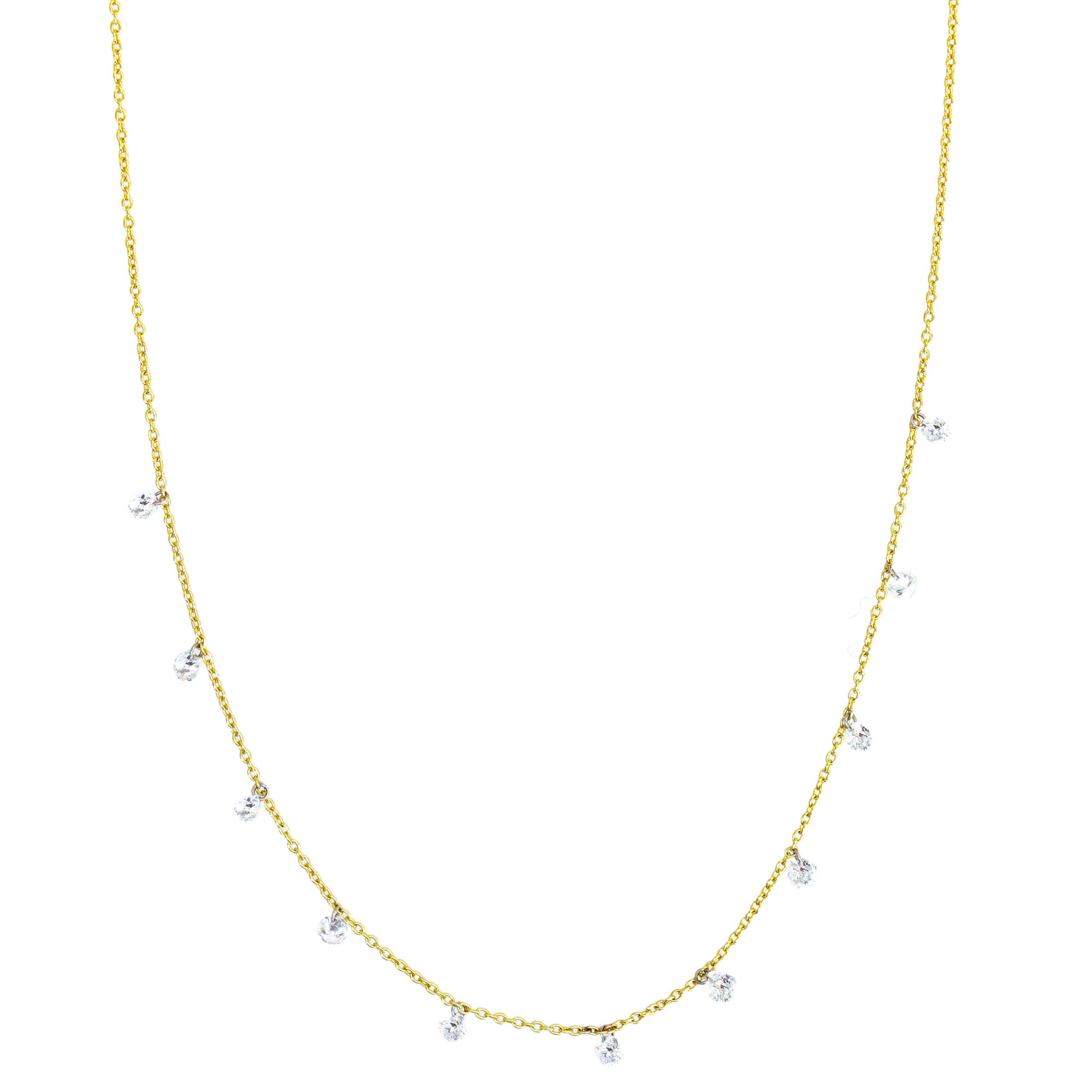 Gold & Floating Drilled Diamond Necklace