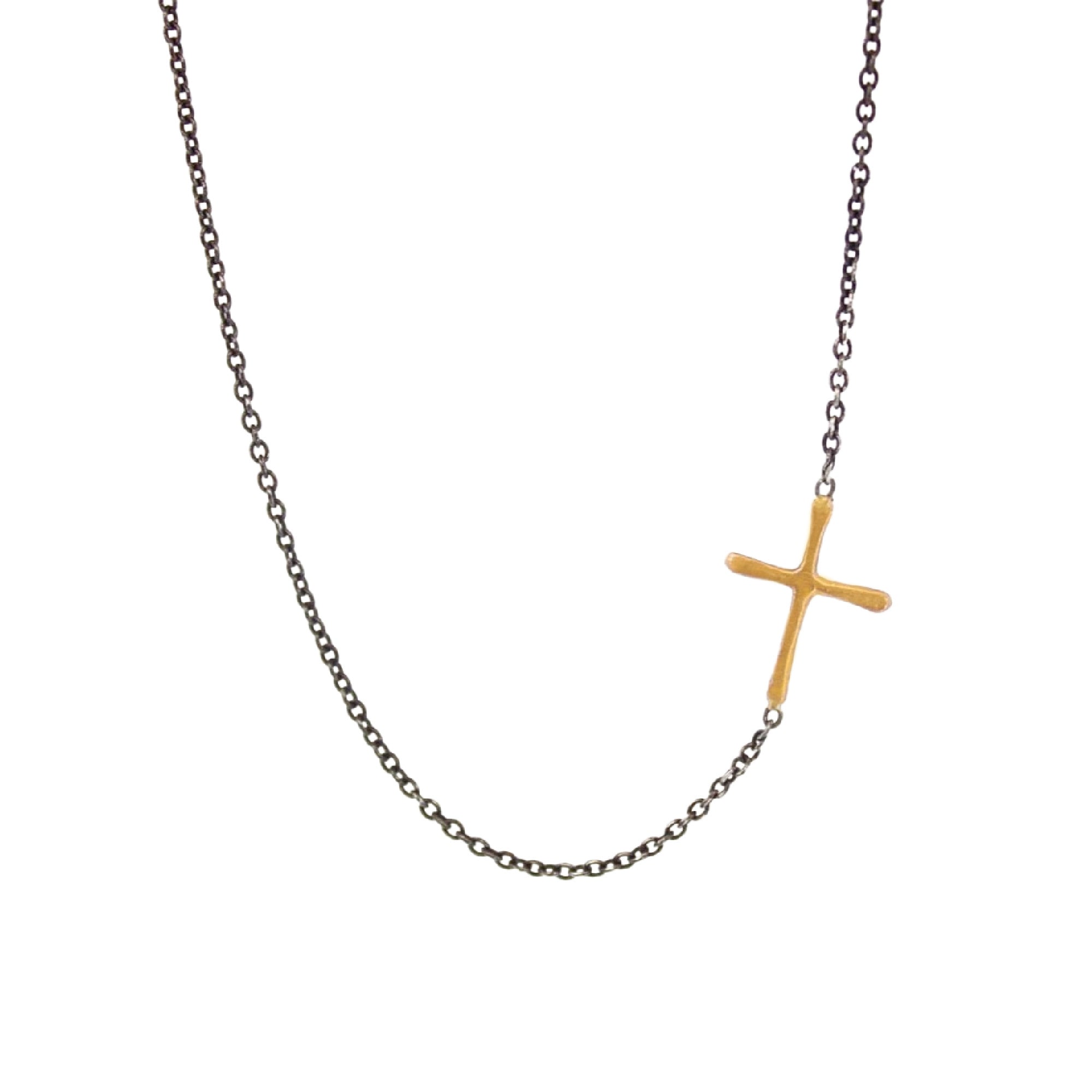 Sideways Gold Cross Necklace