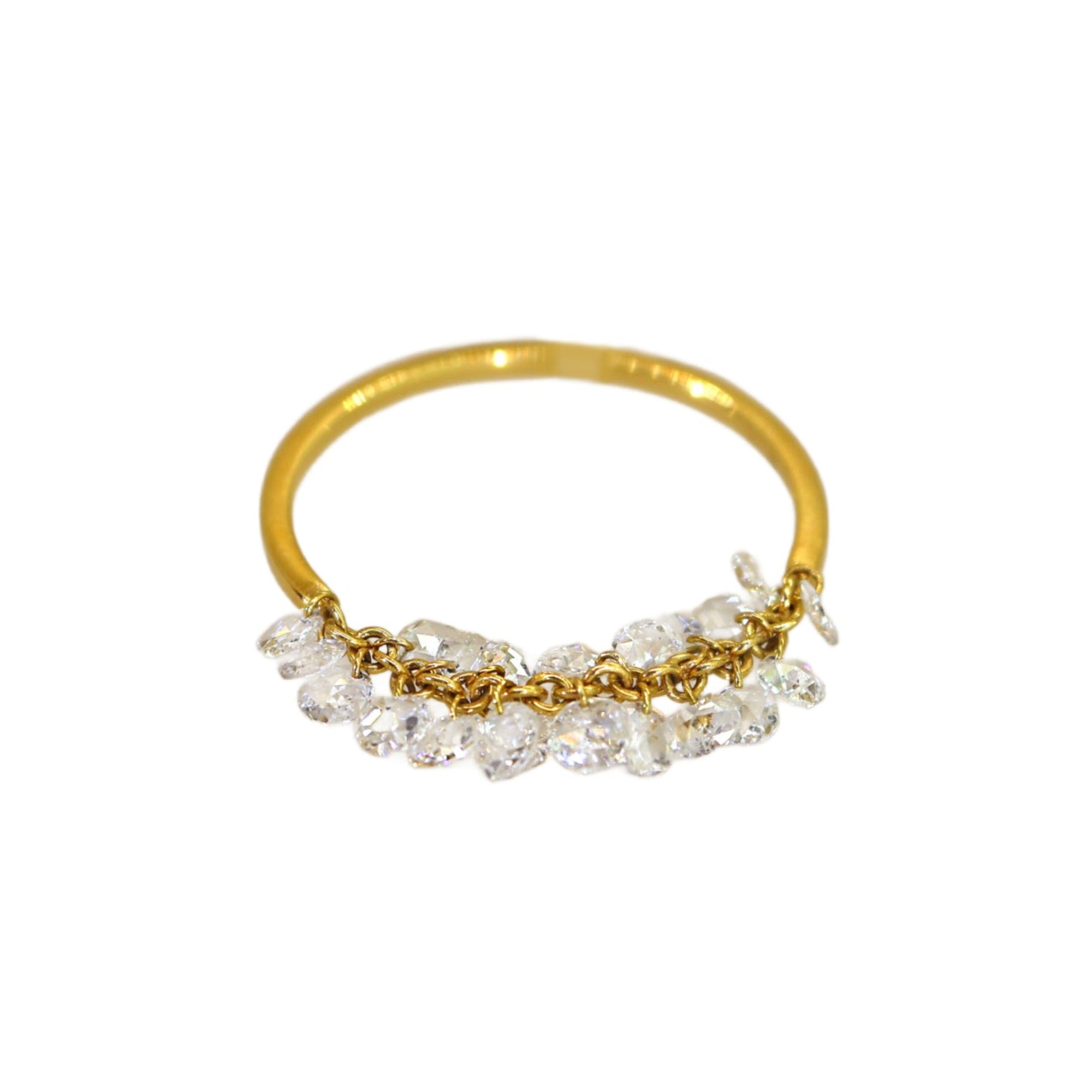 Drilled Diamond Dangle Chain Ring