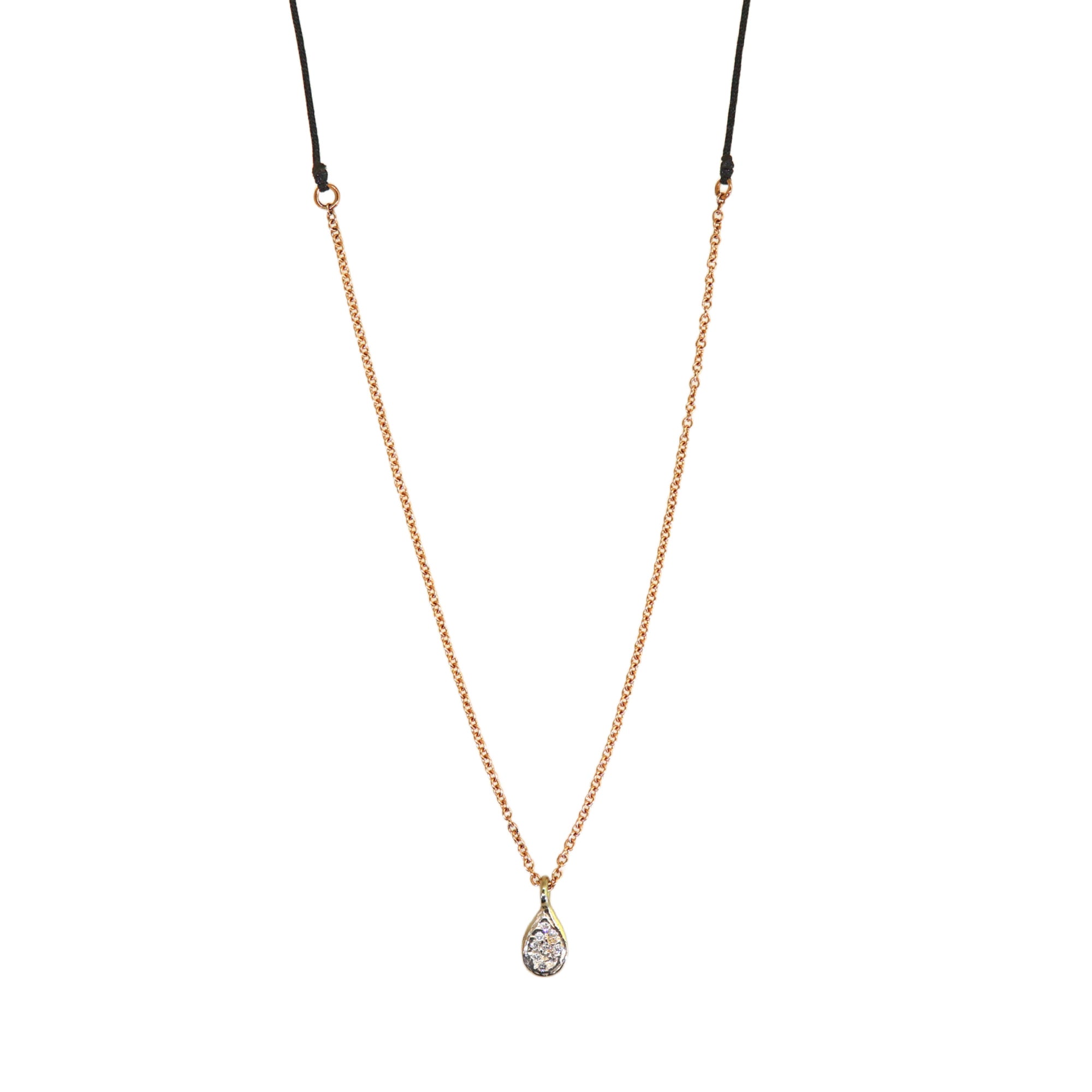White Gold Diamond Tear Drop Mix Metal Necklace