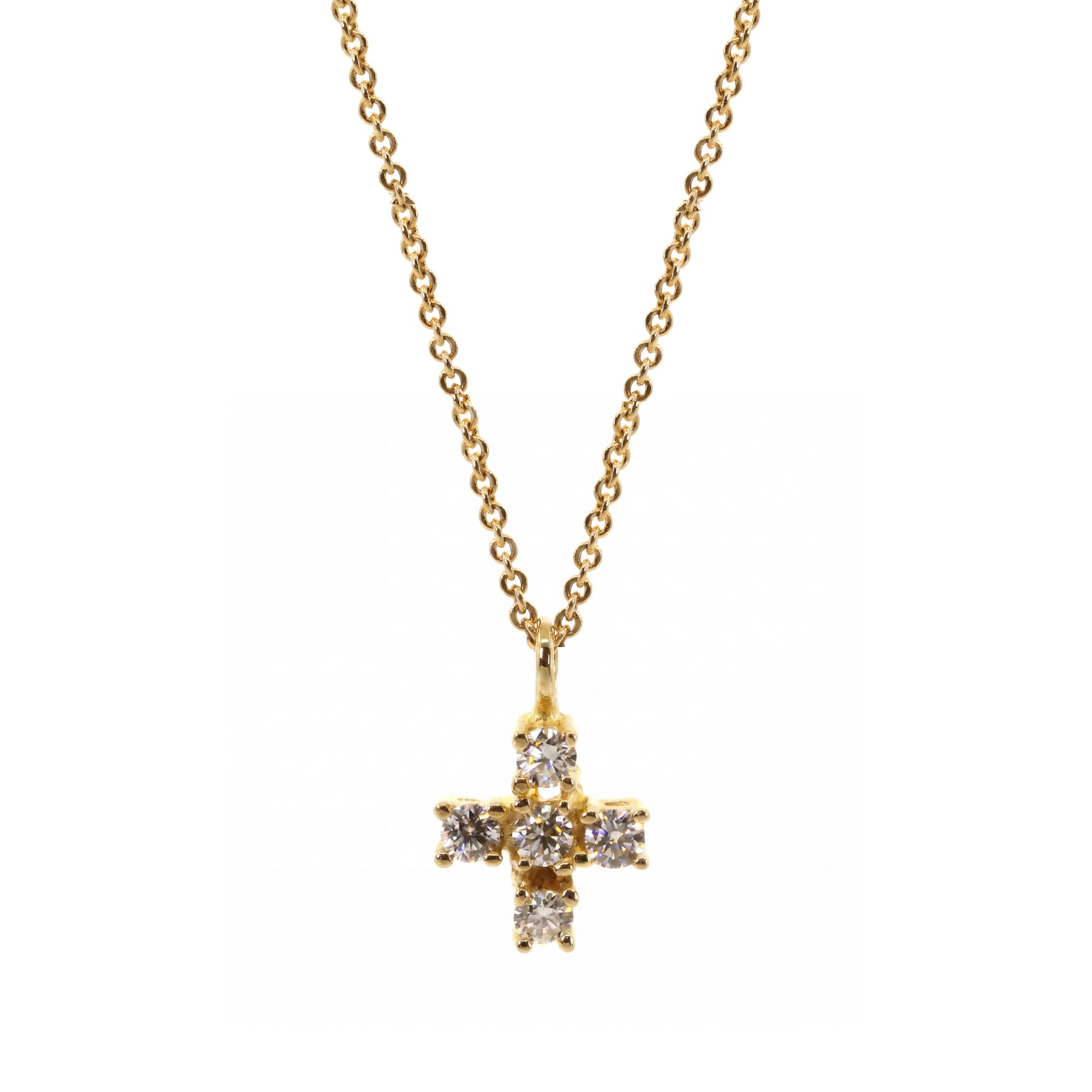 Yellow Gold Classic Diamond Cross Necklace