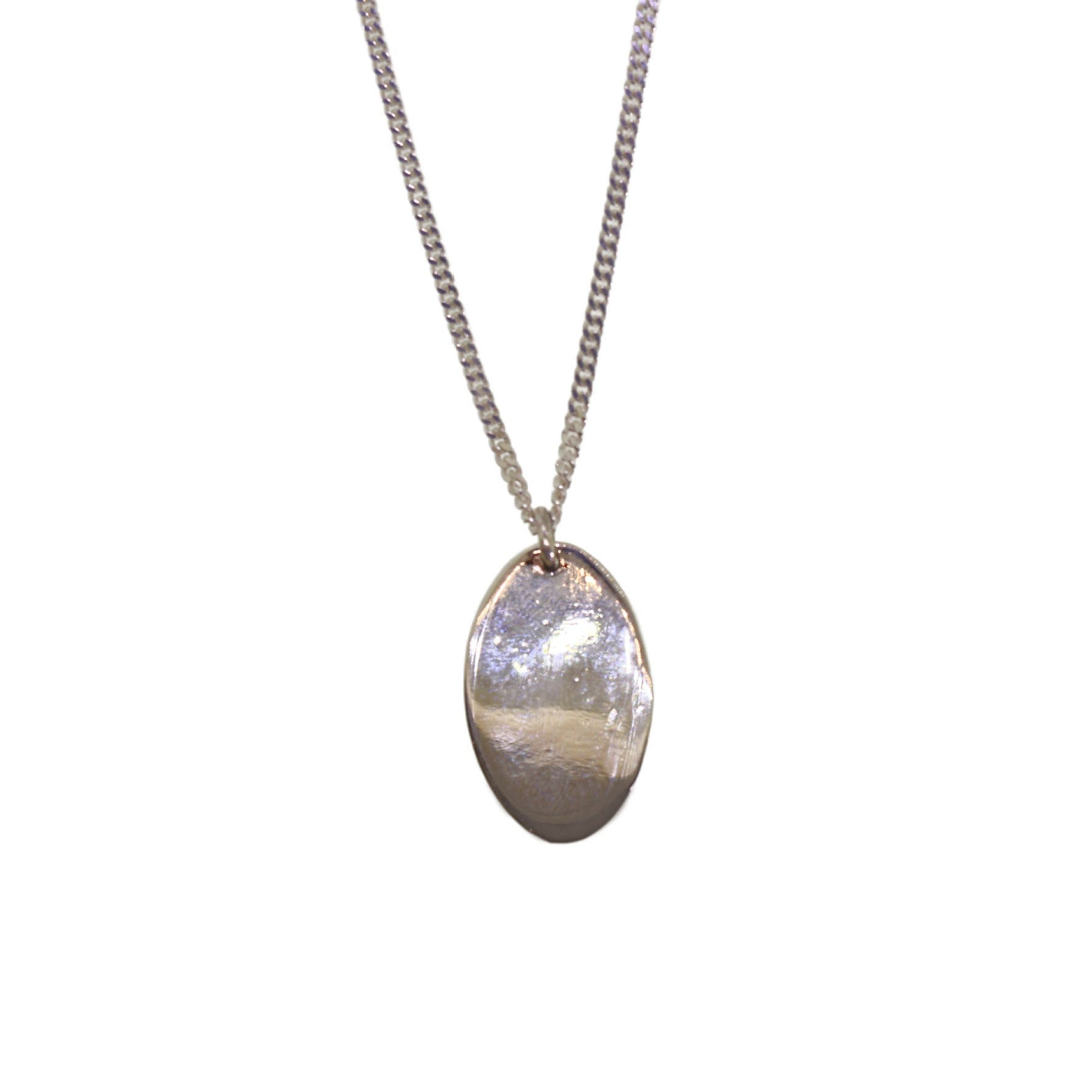 Silver Double Sided Engraved Pendant Necklace