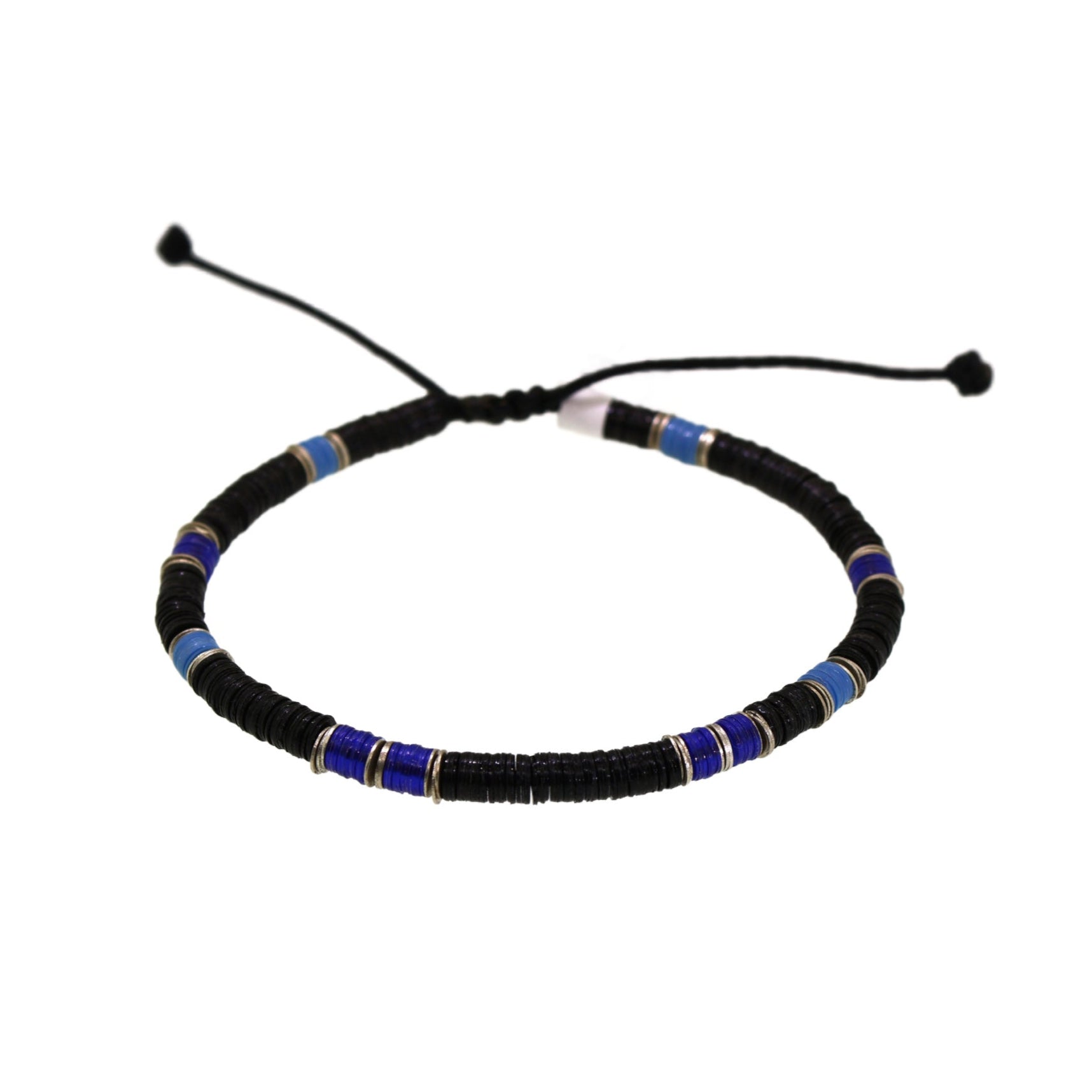 Light Blue, Black, & Silver Disc Bracelet