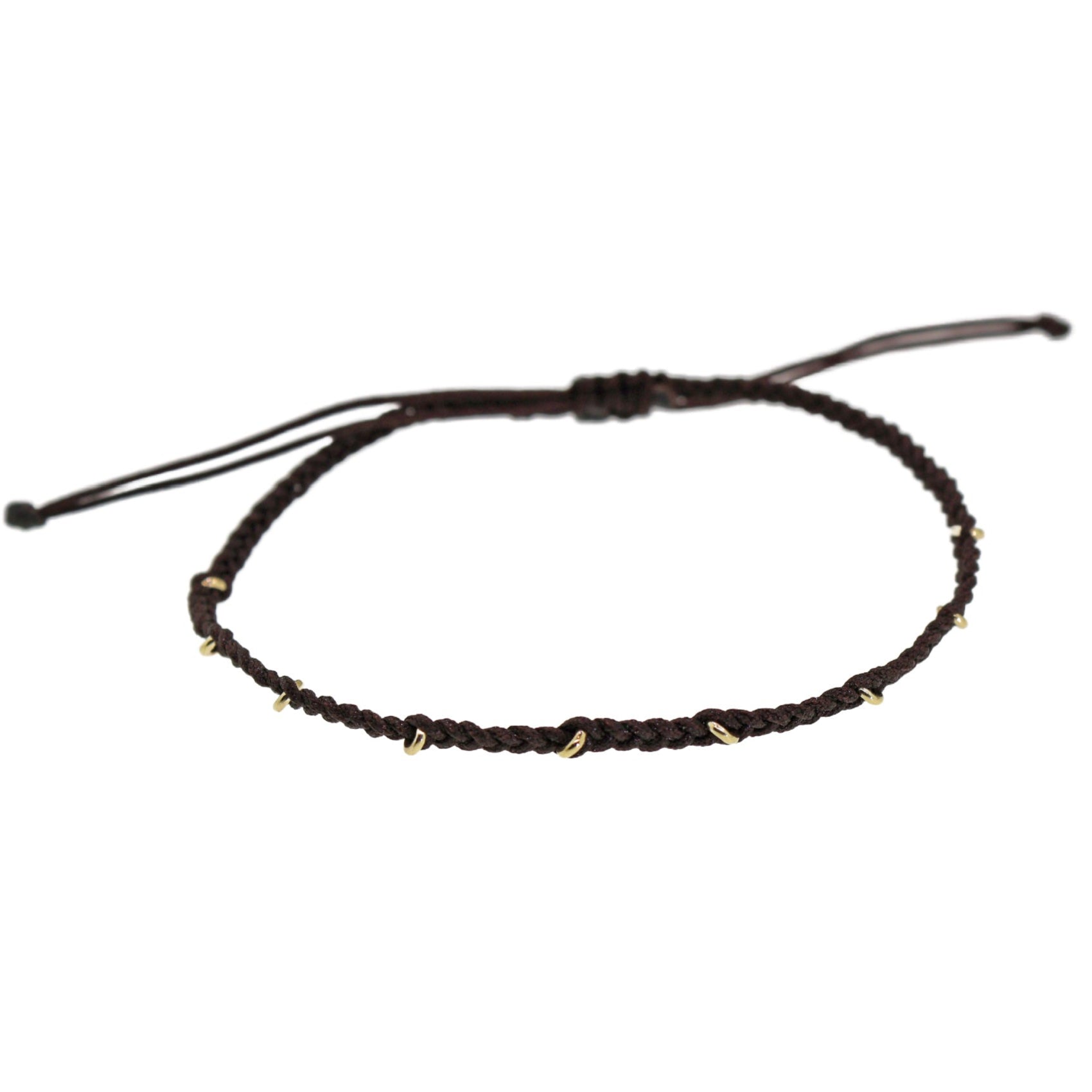9 Gold Ring Macrame Bracelet