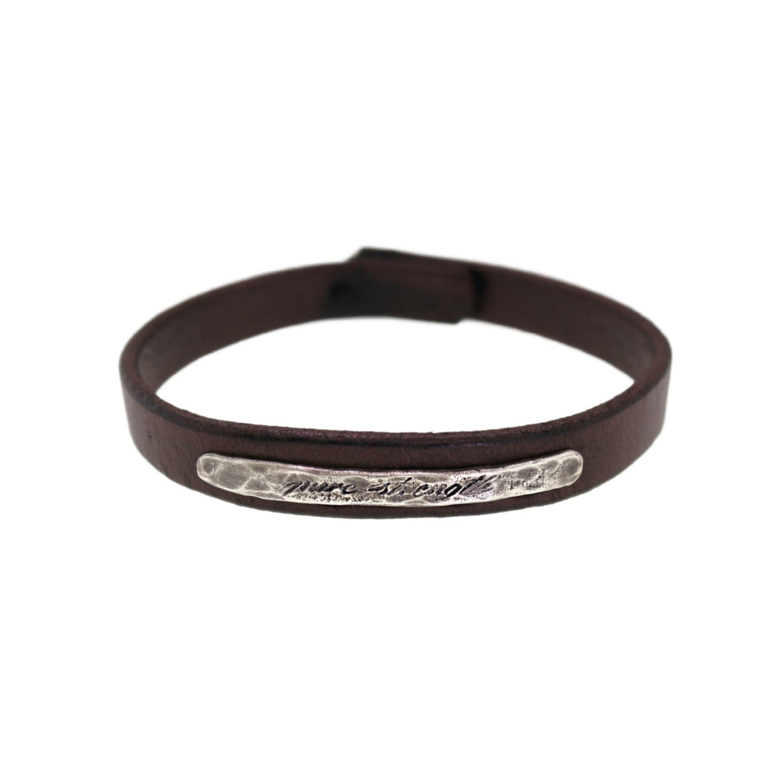"Pure Strength" Black Leather Bracelet